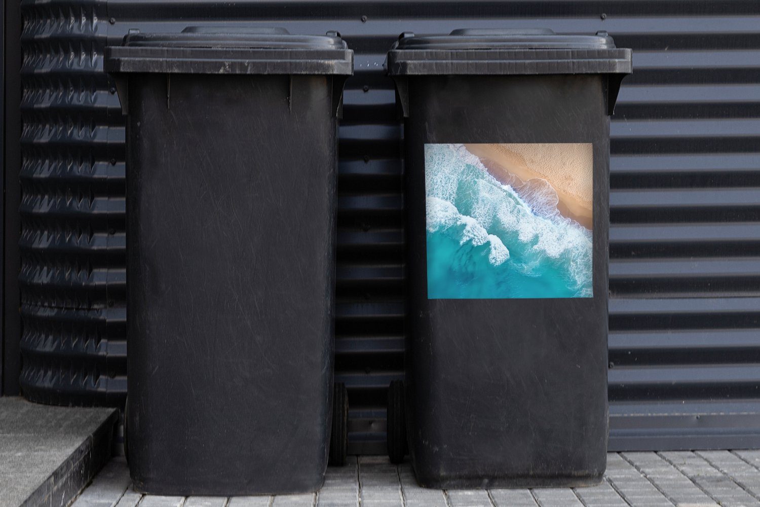 MuchoWow Mülleimer-aufkleber, - (1 Meer Sticker, Container, Sommer Abfalbehälter St), Wandsticker - Mülltonne, - Strand Wasser