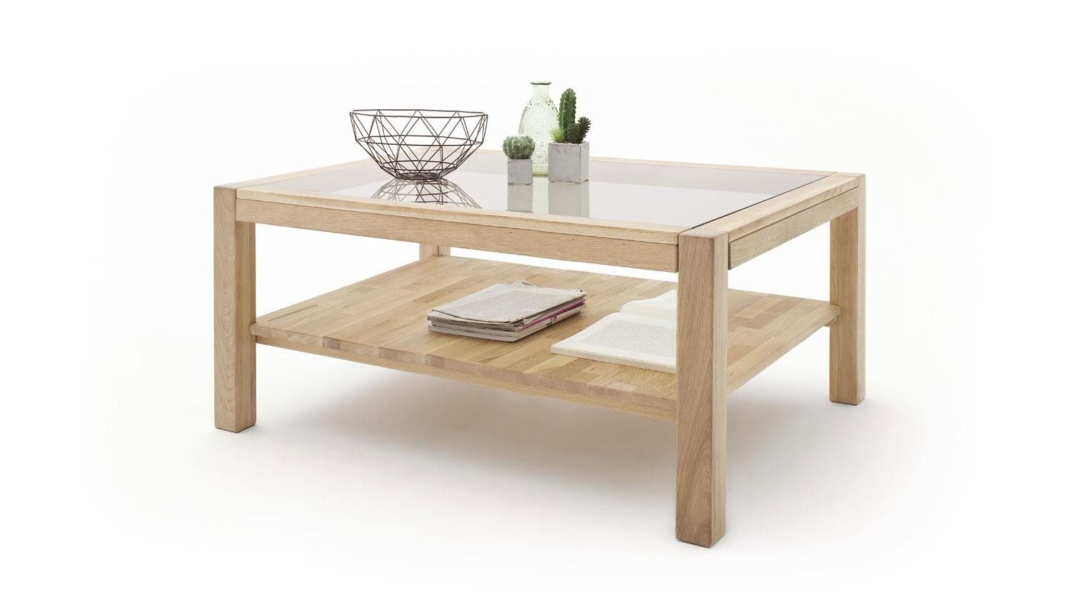 MCA furniture Couchtisch Couchtisch Madlen Kernbuche massiv Sicherheitsglas 115x75 cm