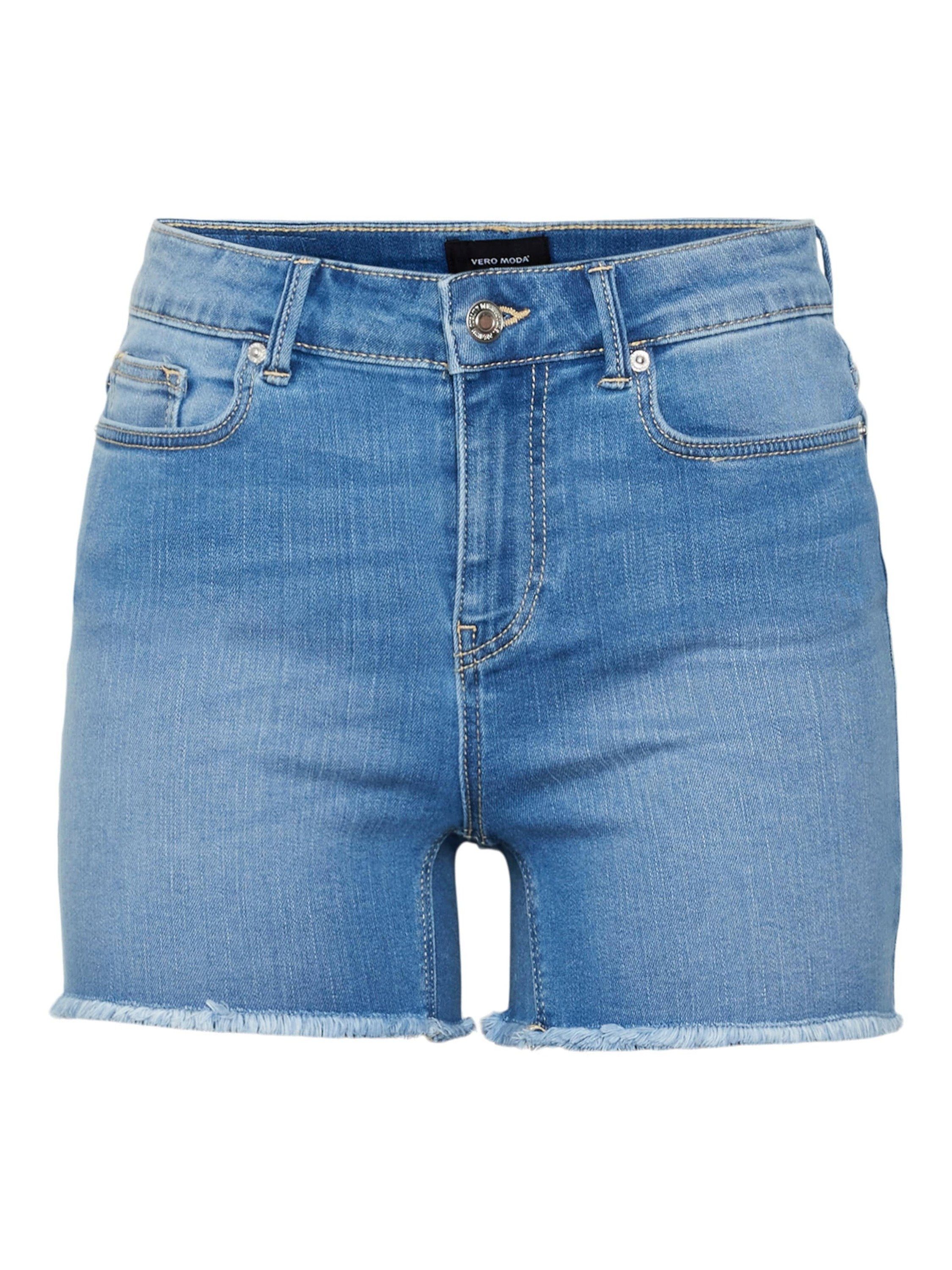 Vero Moda Jeansshorts Peach (1-tlg) Fransen