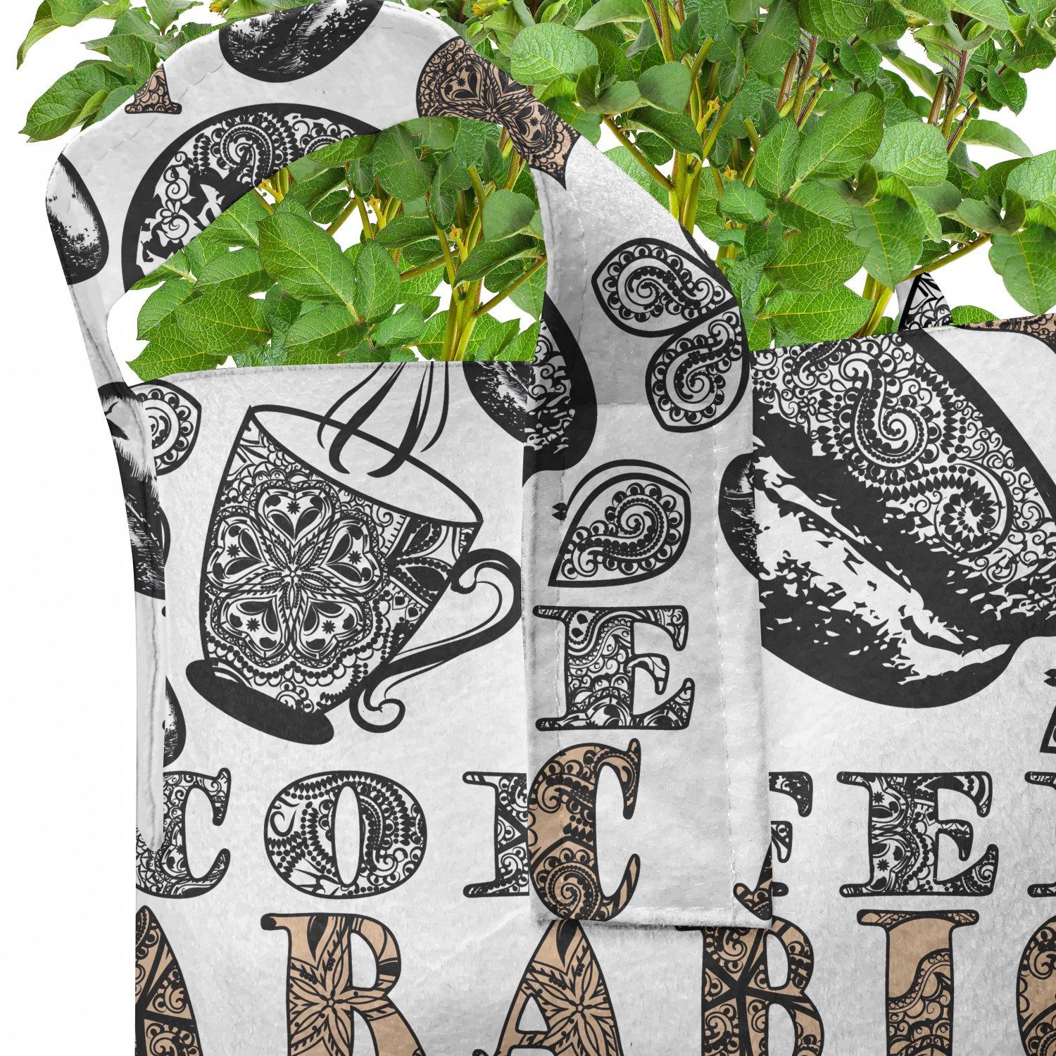 mit hochleistungsfähig Kaffeebohnen Pflanzen, Abakuhaus Pflanzkübel für Ethnisch Griffen Stofftöpfe