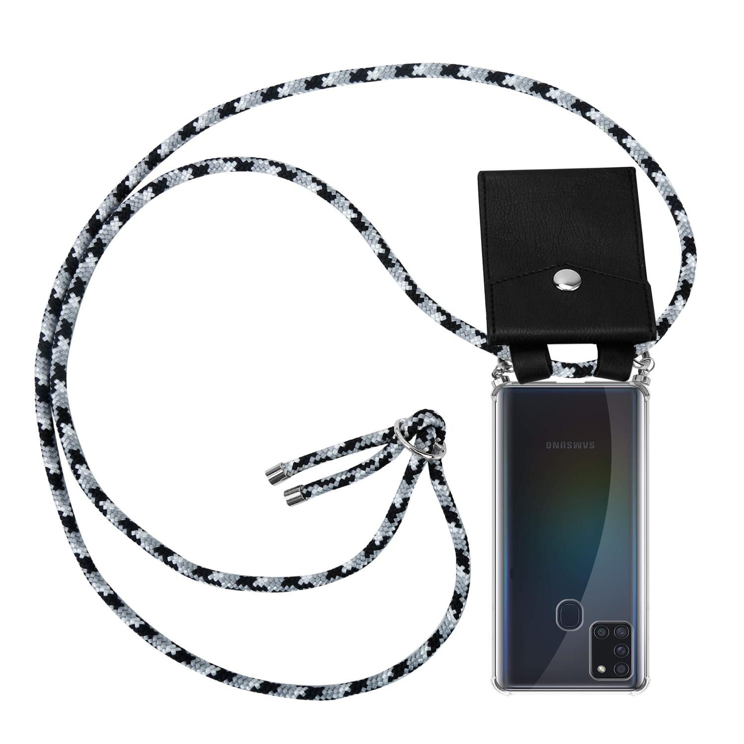 Cadorabo Handyhülle für Samsung Galaxy A21s Kette Samsung Galaxy A21s, Flexible TPU Silikon Handy Schutzhülle - Hülle - mit Handykette