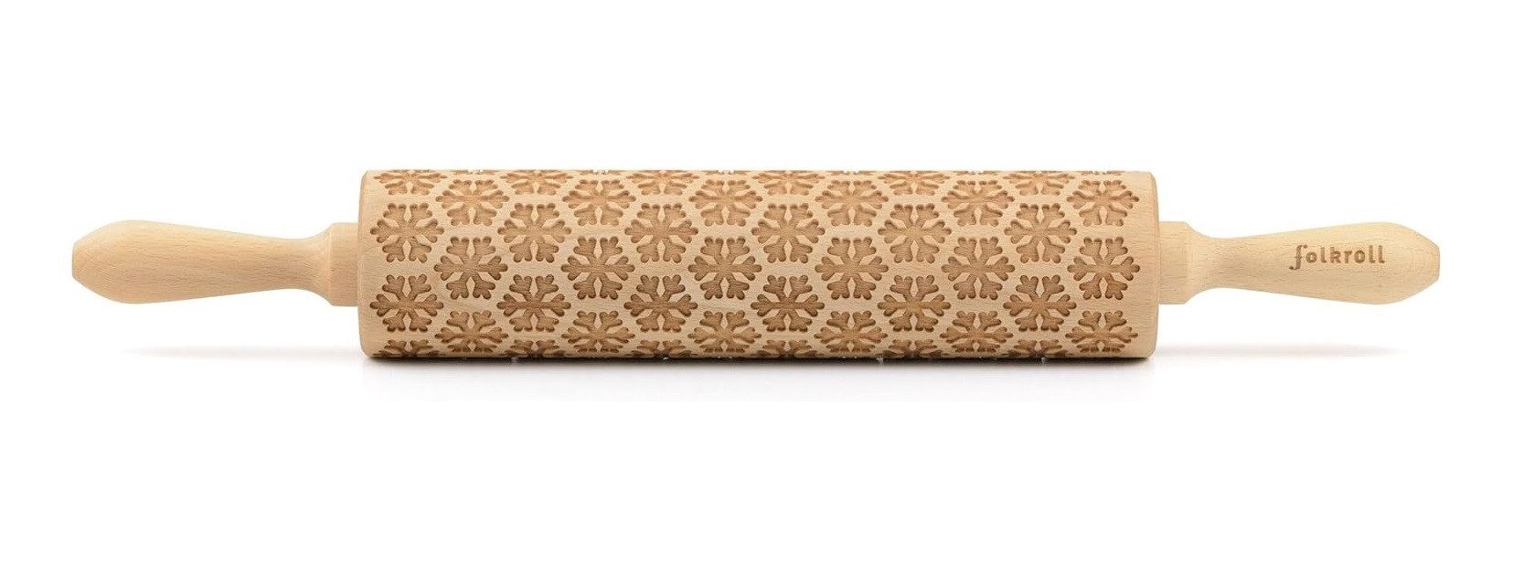 folkroll Backform Folkroll Motiv Teigrolle Teigroller Motiv Schneeflocken Länge 42cm