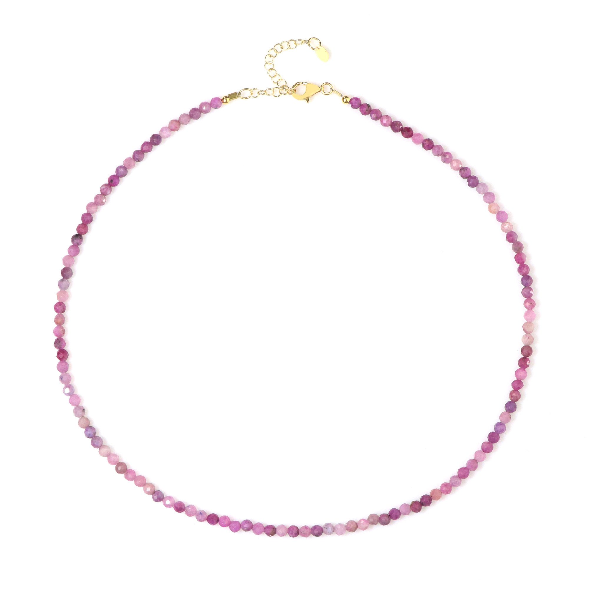 Silberkette Rosa Saphir Vergoldetes Silber Collier