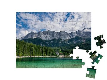 puzzleYOU Puzzle Eibsee vor der Zugspitze in Bayern, Deutschland, 48 Puzzleteile, puzzleYOU-Kollektionen Zugspitze