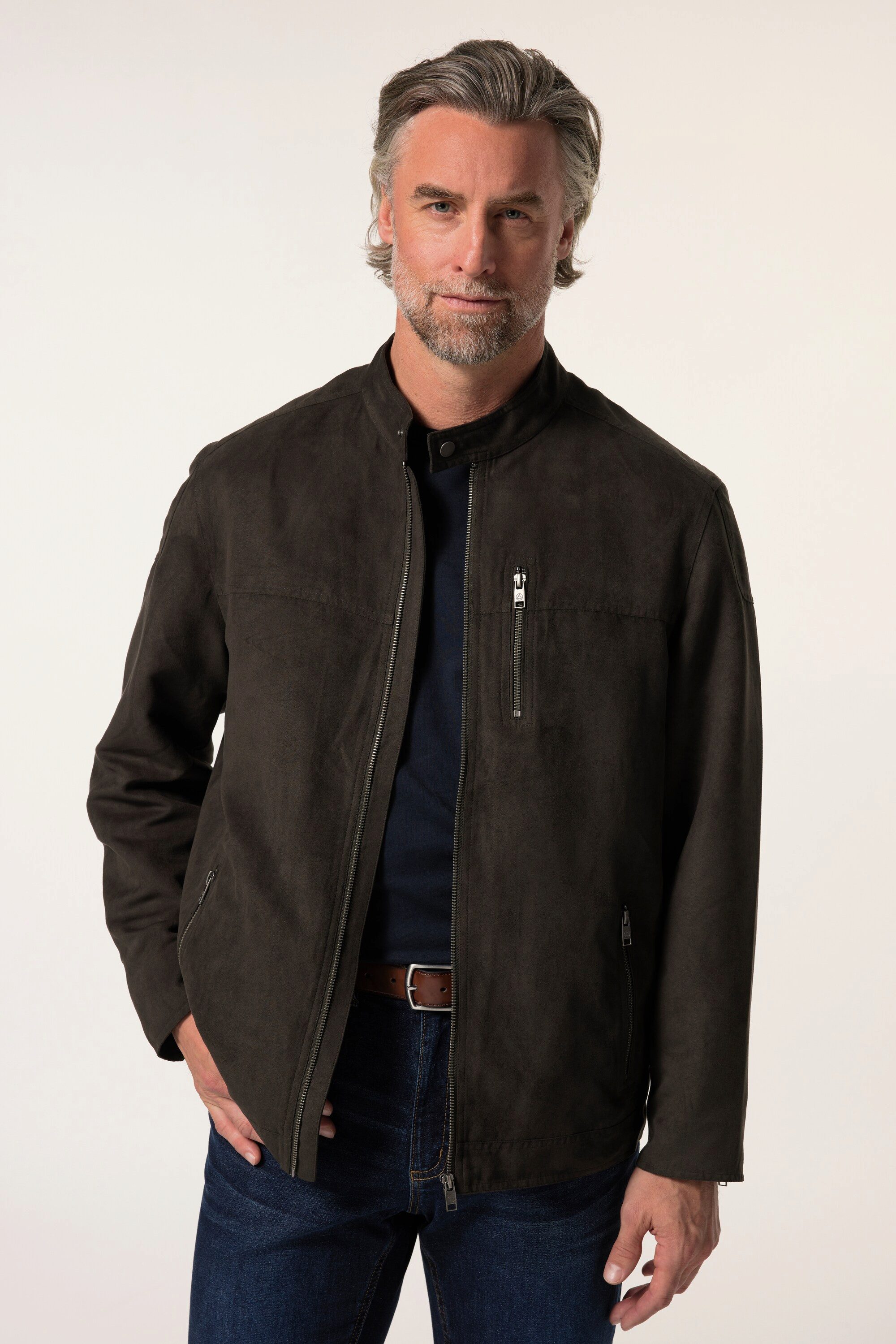 Boston Park Funktionsjacke Bikerjacke Mikrosuede Zipper