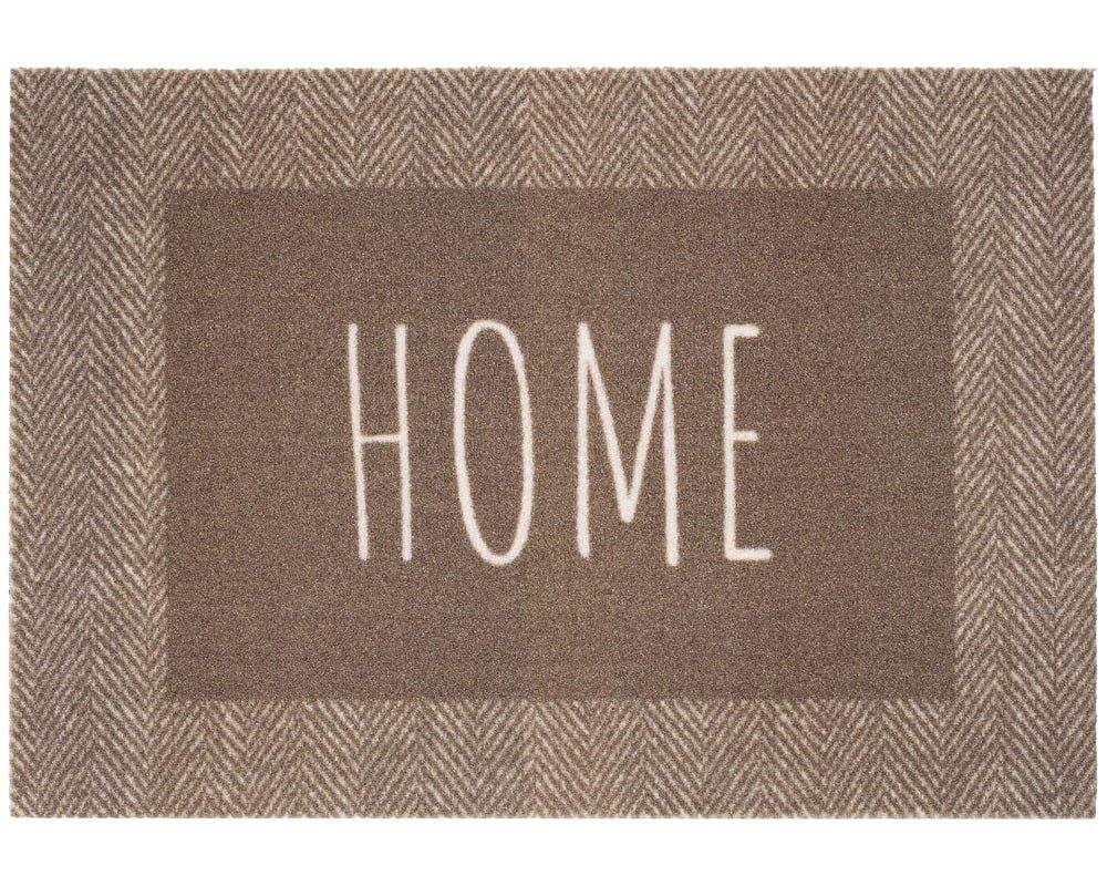 Fußmatte Türmatte Home Spruch braun eingerahmt in 40x60 cm, matches21 HOME & HOBBY, rechteckig, Höhe: 6 mm, Rutschfester Fussabtreter für innen als waschbare Schmutzfangmatte