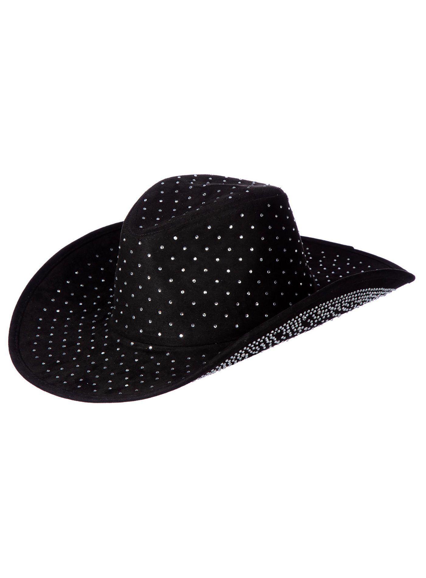 Metamorph Cowboy-Kostüm Cowboyhut mit Glitzersteinen schwarz, Bling-Bling statt Peng-Peng: Partyhut im Western-Style