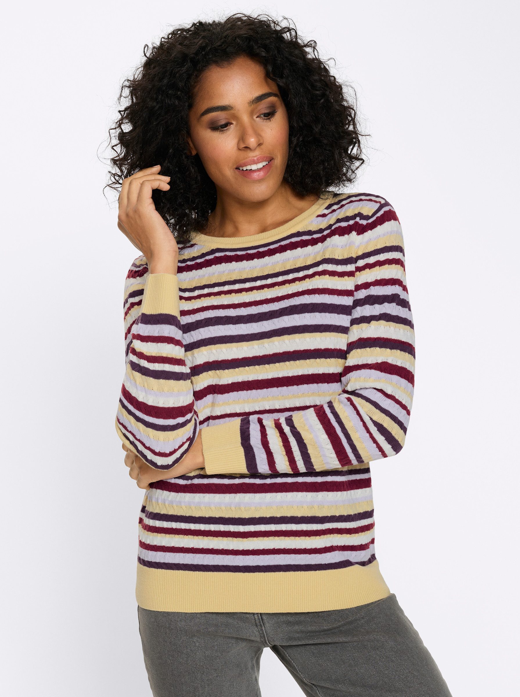 Sieh an! Strickpullover Langarm-Pullover Langarm Zopfmuster