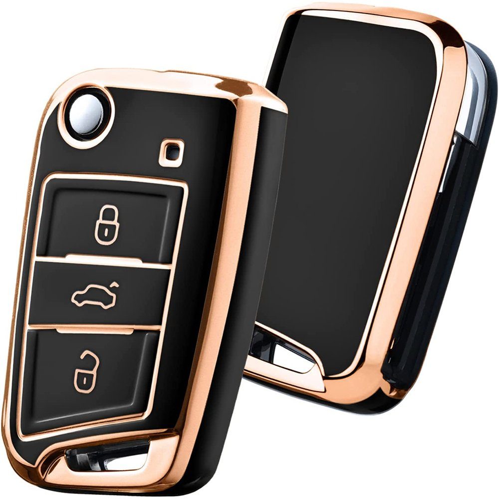 GelldG Schlüsseltasche Autoschlüssel Hülle VW, VW Schlüsselhülle, Schlüsselbox Cover schwarz