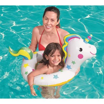 Bestway Schwimmring Happy Animal, Einhorn, Papagei oder Wal, 1 Stück zufällige Variante
