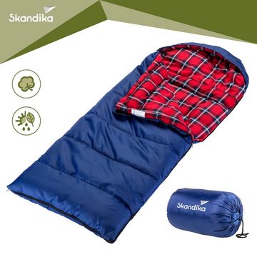 Skandika Schlafsack Dundee Junior 175 x 70 x 10 cm (blau/rot-kariert), Outdoor Camping Schlafsack für Kinder