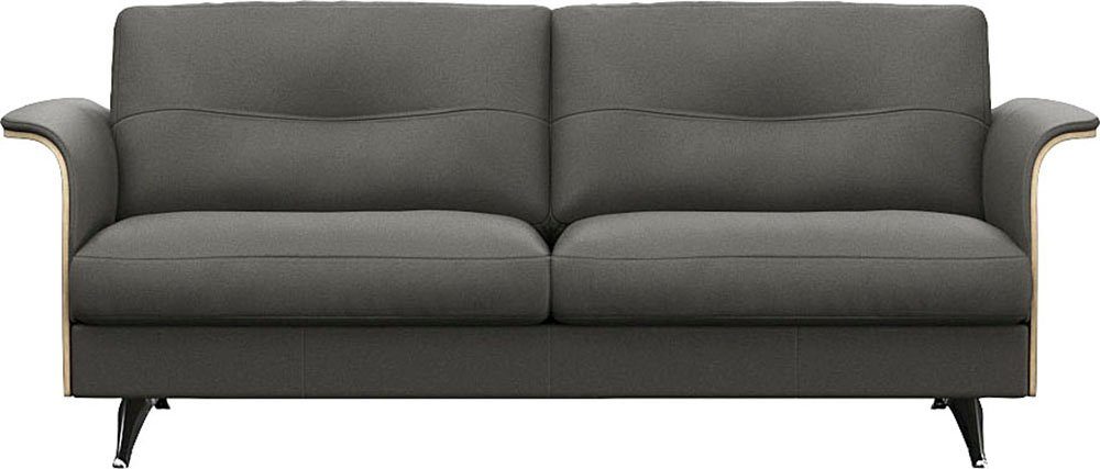 FLEXLUX 2,5-Sitzer Glow Sofa, Couch, Premium-Sitz: Kaltschaum & Federkern, Arml. Walnuss, Fuß Alu