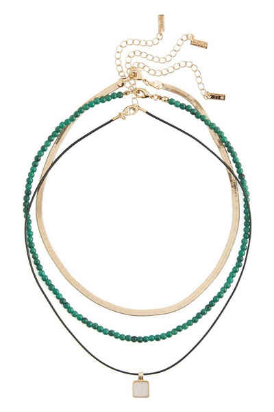Next Perlenketten-Set Mehrreihige Kette Perlen, Kord, Recycling-Metall (1-tlg)