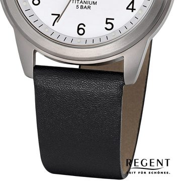 Regent Quarzuhr Regent Herren Uhr F-683 Leder Quarzwerk, (Analoguhr), Herren Armbanduhr rund, mittel (ca. 36mm), Lederarmband
