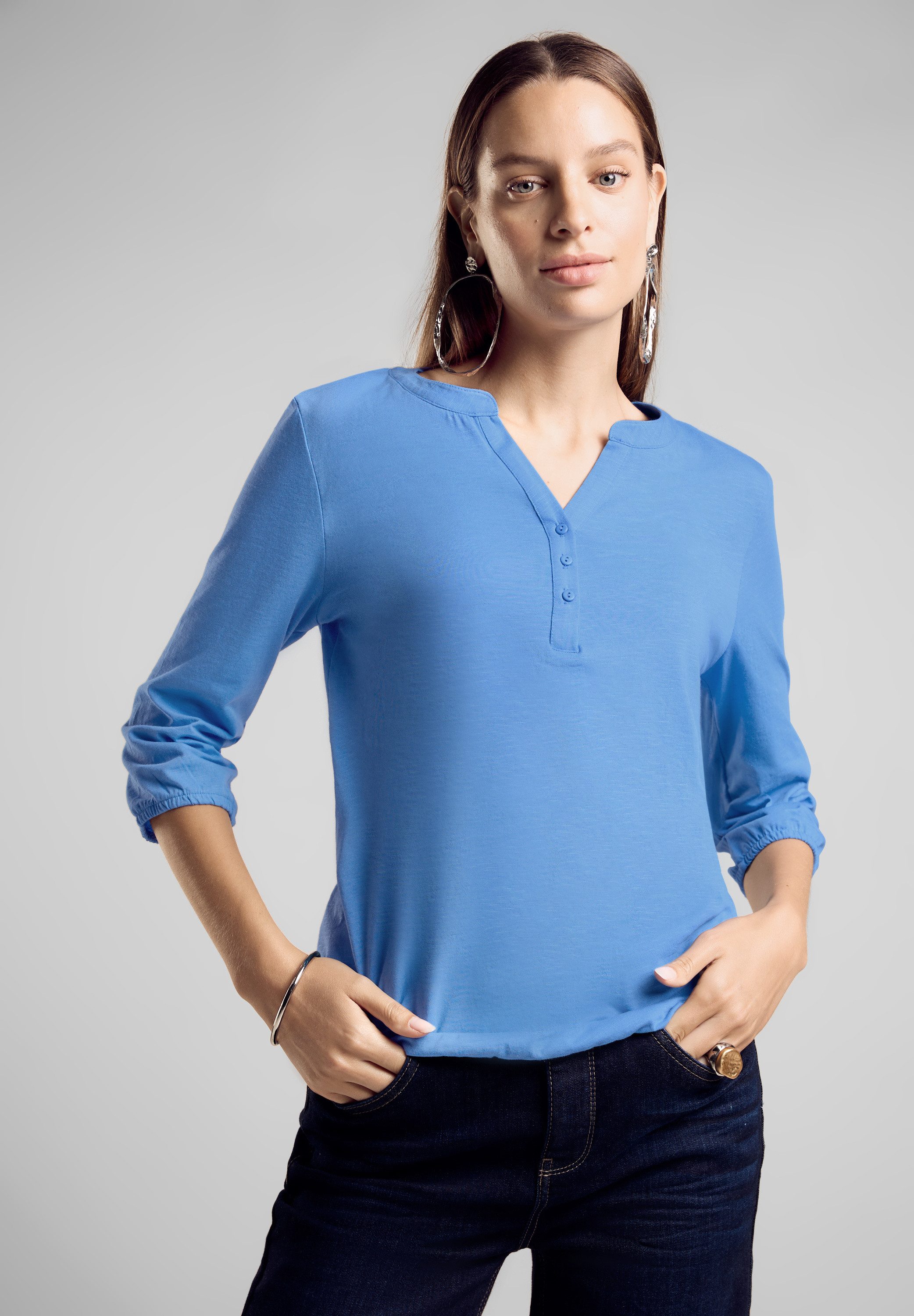 STREET ONE 3/4-Arm-Shirt aus reiner Baumwolle