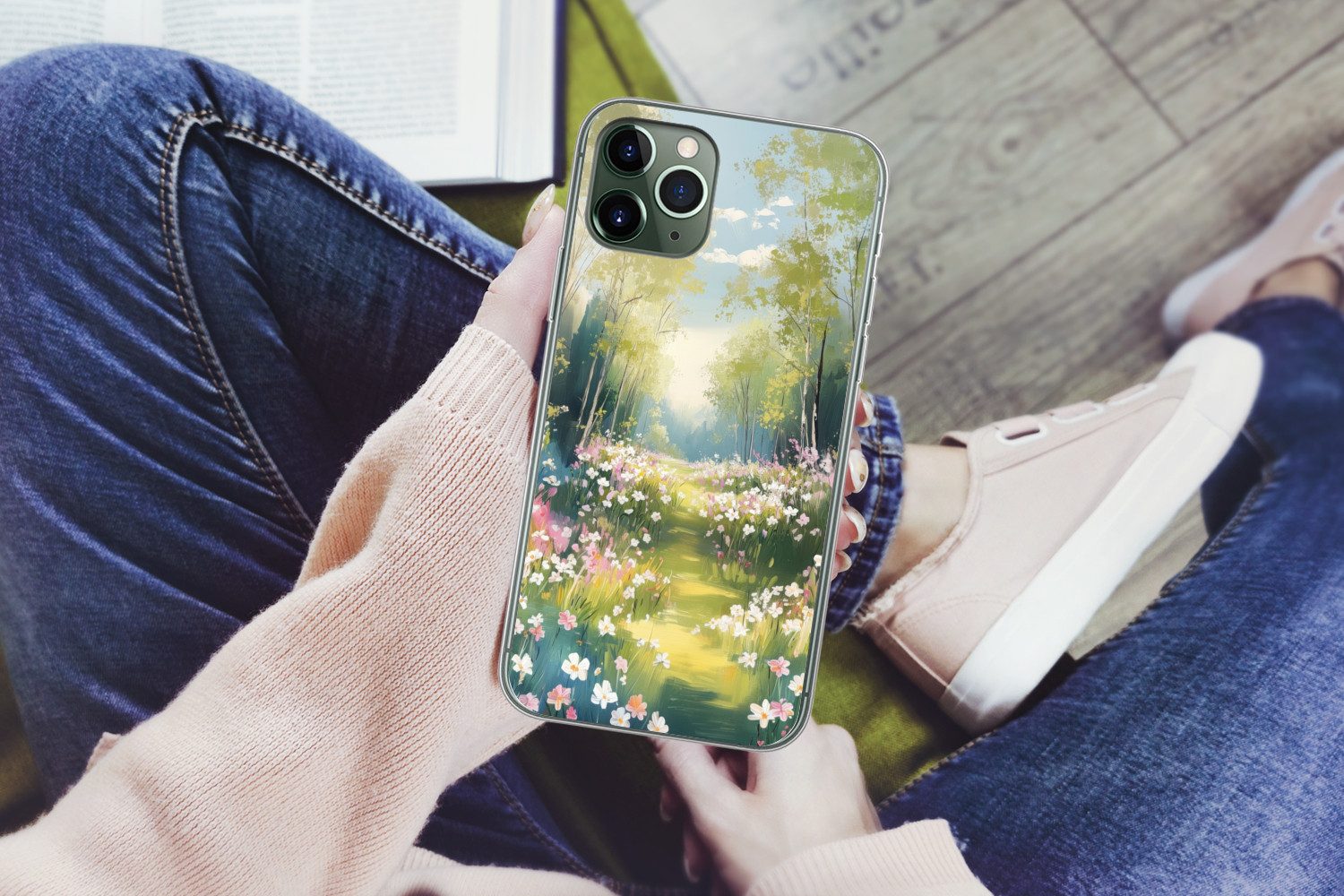 MuchoWow Handyhülle für Apple iPhone 11 Pro Max Wald - Malerei - Farbenfroh, Smartphone-Bumper, Print, Handy Schutzhülle Dünn
