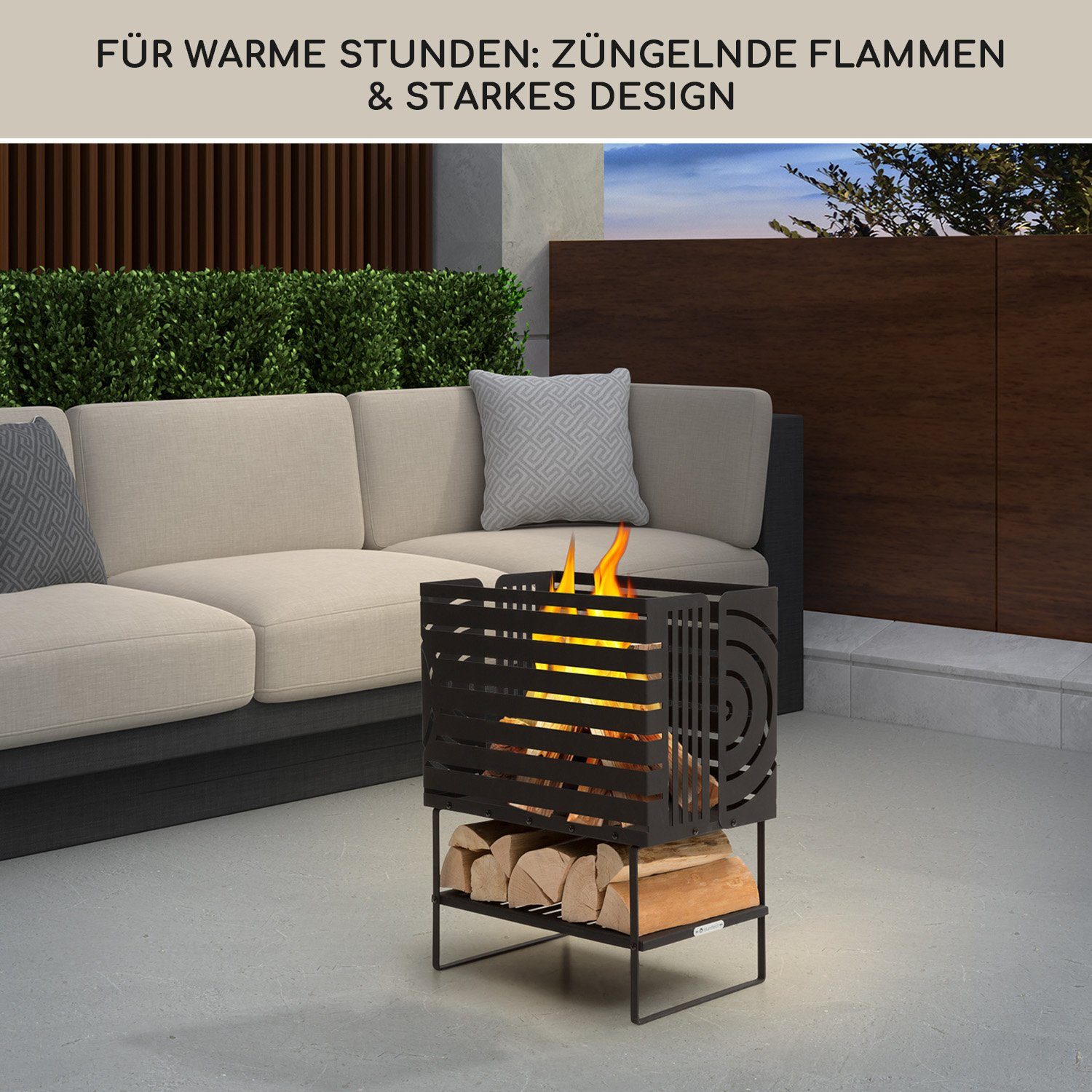 blumfeldt Feuerschale Krakatoa, (Set), Feuerschale Garten mit Grill Feuerkorb Feuerstelle Outdoor