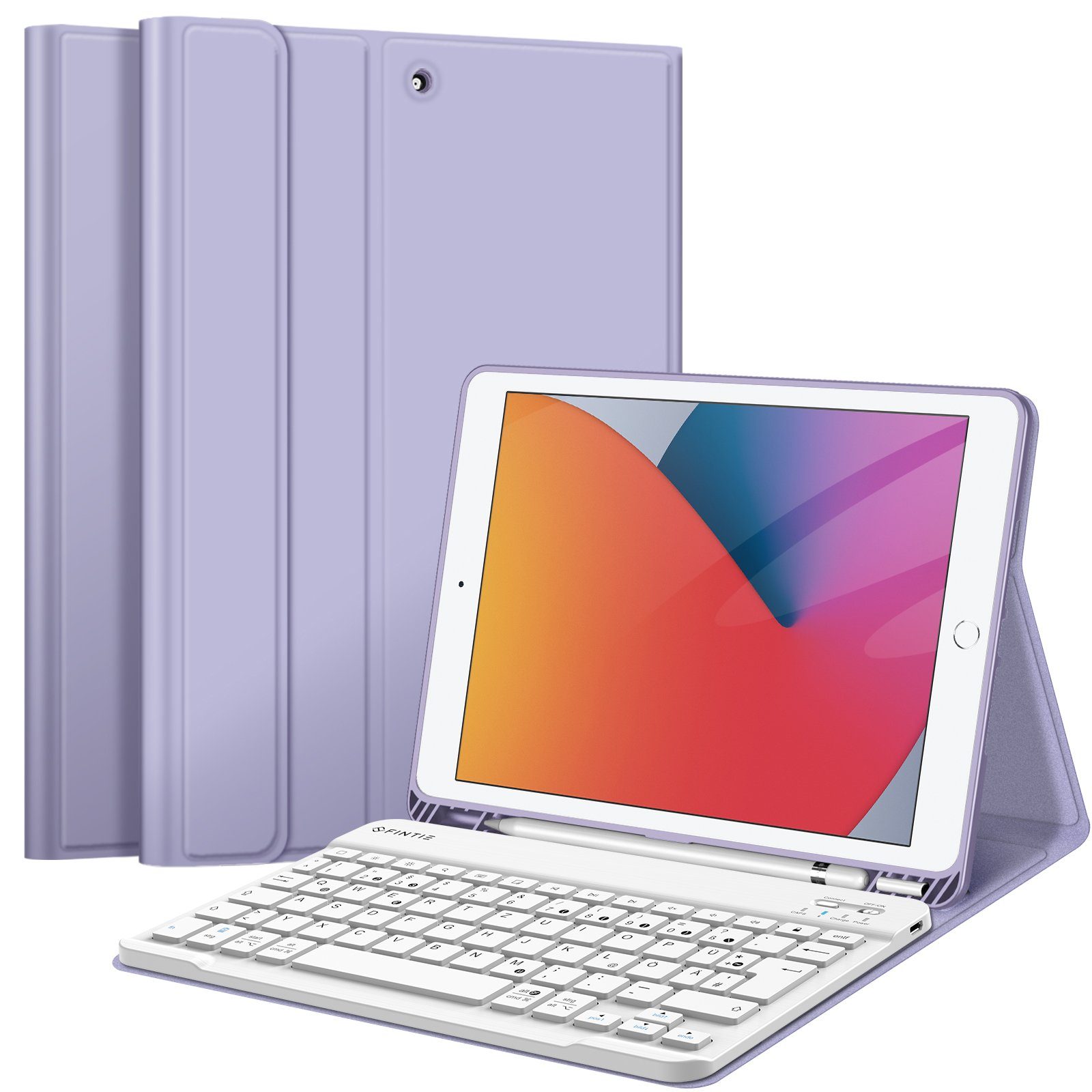 Fintie Tablet-Hülle Tastatur TPU Hülle für iPad 10.2 Zoll(9/8/7 Generation-2021/2020/2019), mit Pencil Halter und magnetisch Tastatur mit QWERTZ Layout