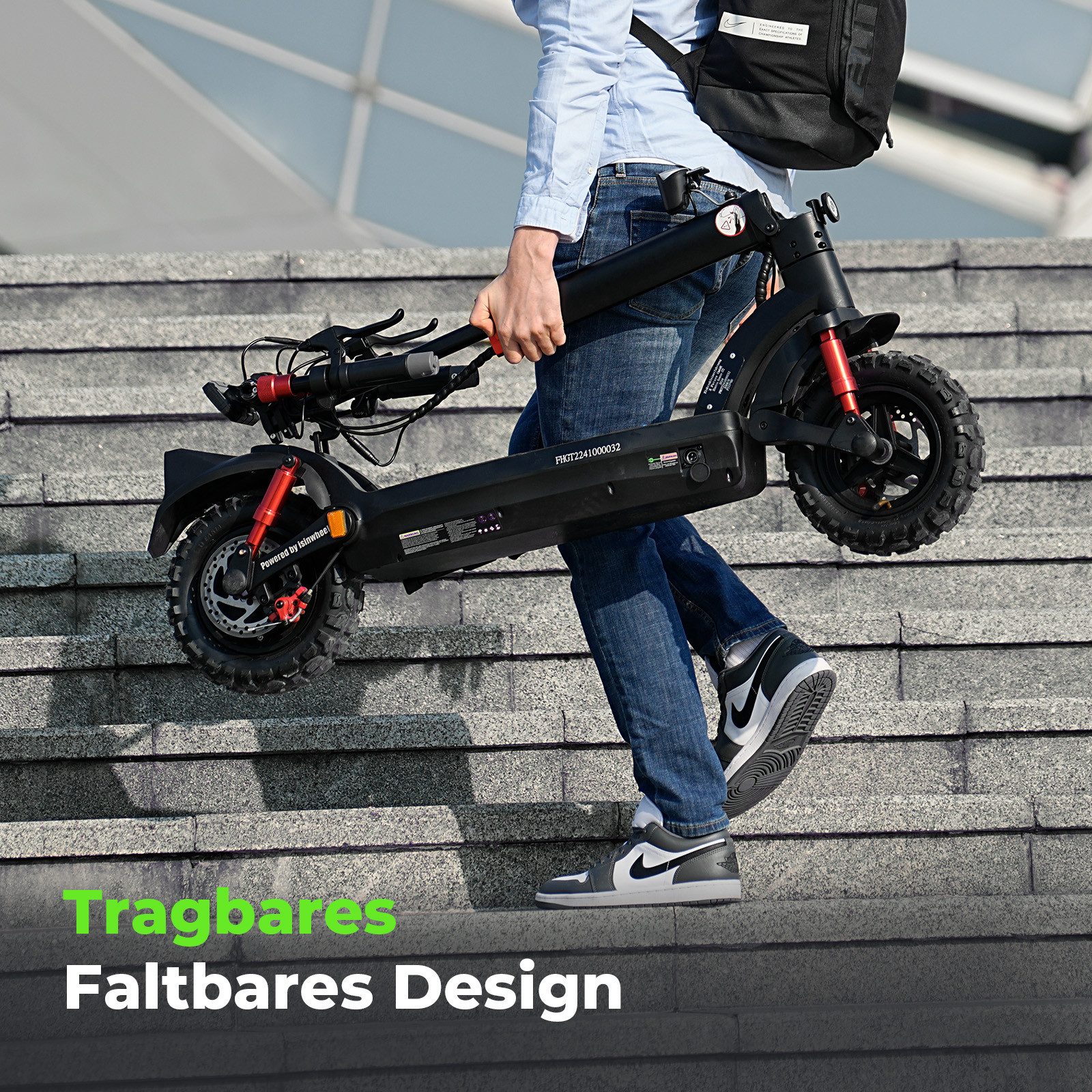 iSinwheel E-Scooter Offroad mit Straßenzulassung (ABE) 11-Zoll-Reifen,80km Reichweite, (1 tlg), Duales Bremssystem, Belastung bis 150kg,500W – Bild 4 von 5