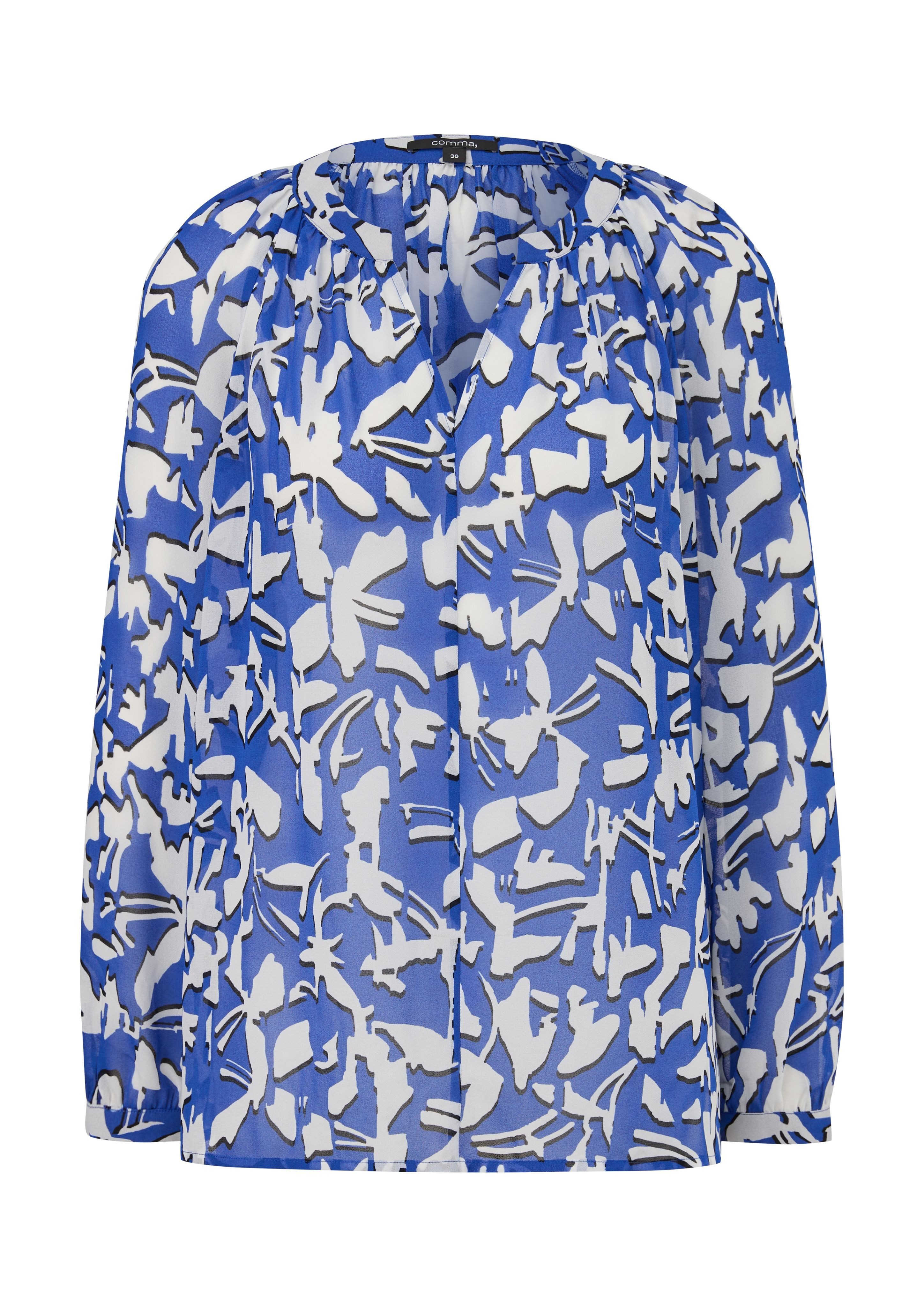 Comma Langarmbluse Bluse aus Chiffon Raffung günstig online kaufen