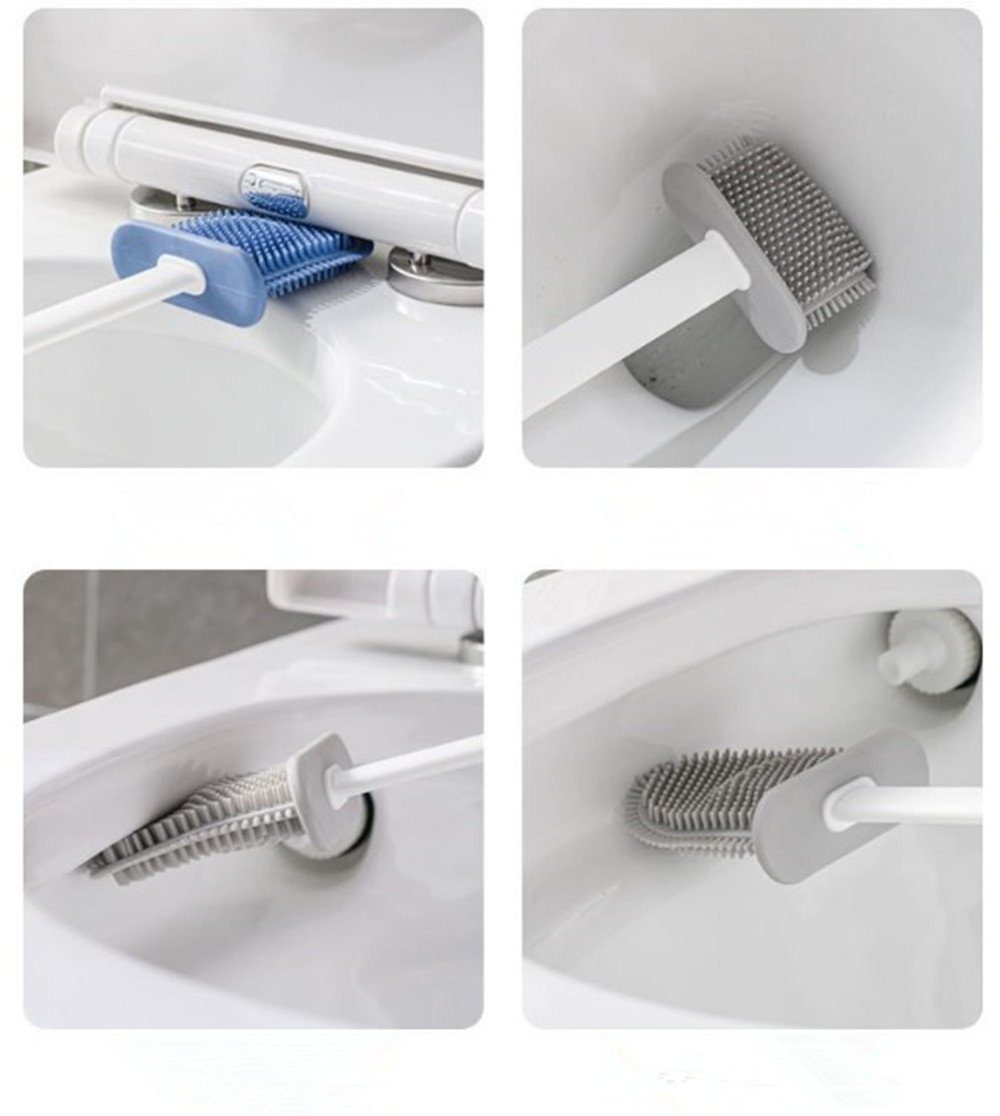 Badaccessoire-Set Flexibel Halter,Klobürste langem Silikon,WC Griff Wandmontage XDeer tlg., 2 mit Stück Bürste 2/3 mit mit, Toilettenbürste gray Schnelltrocknendem