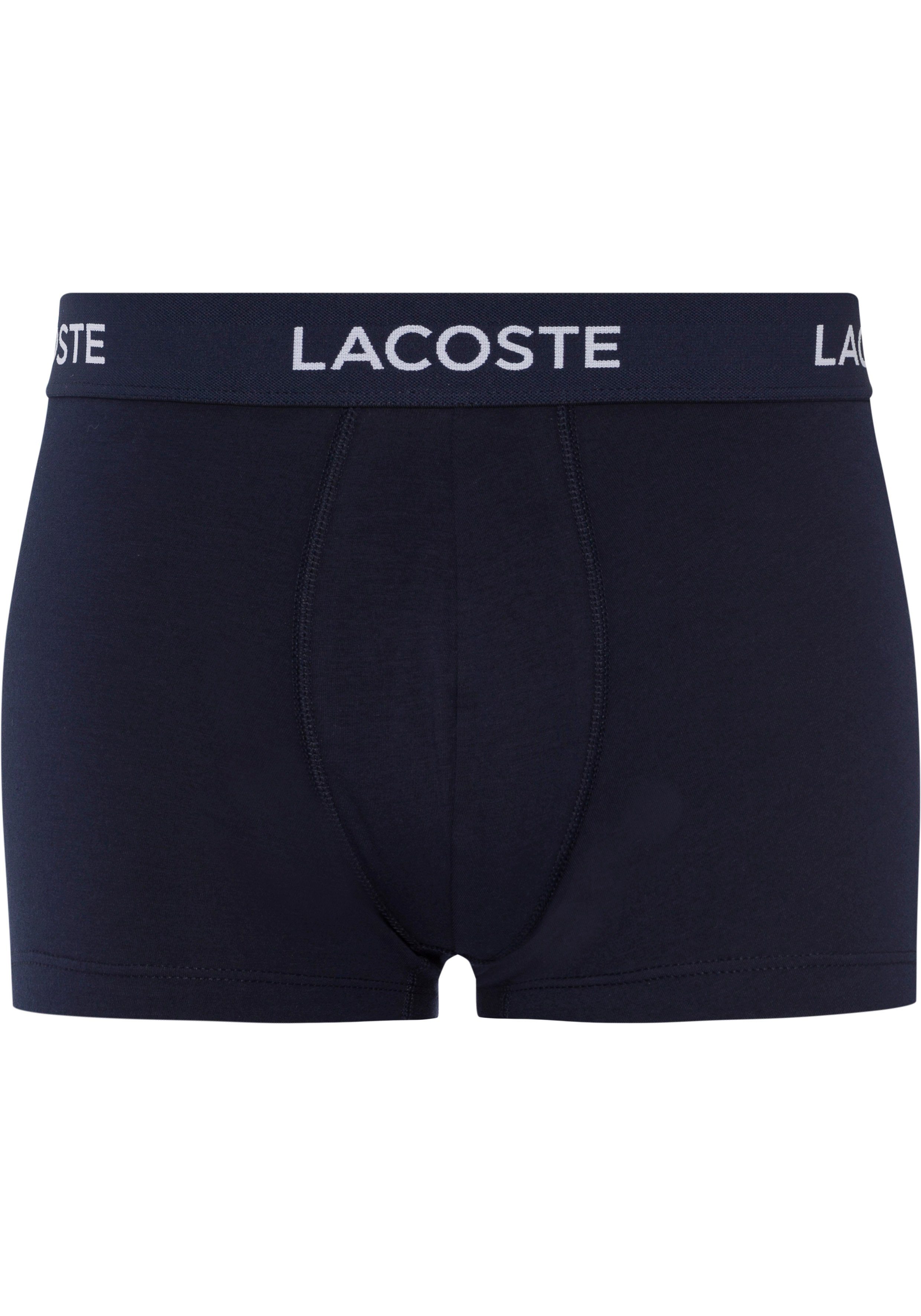 (Packung, Boxershorts Lacoste Lacoste-Schriftzug 3-St., 3er-Pack) Bund am navy-weiß mit