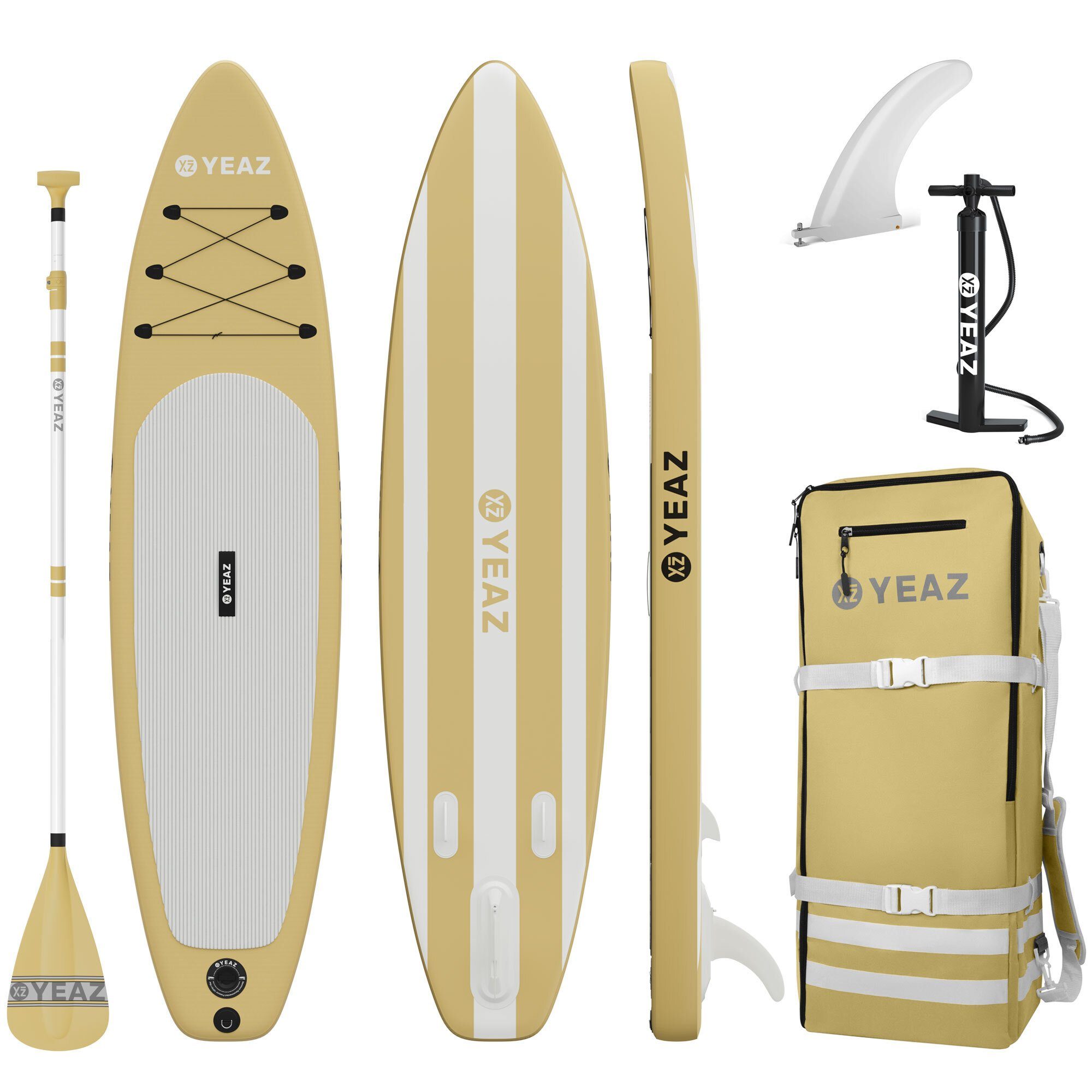 YEAZ Inflatable SUP-Board LE CLUB - EXOTRACE PRO - SET sup board und kit, Inflatable SUP Board, (Set), inkl. Zubehör wie Paddel, Handpumpe und Rucksack