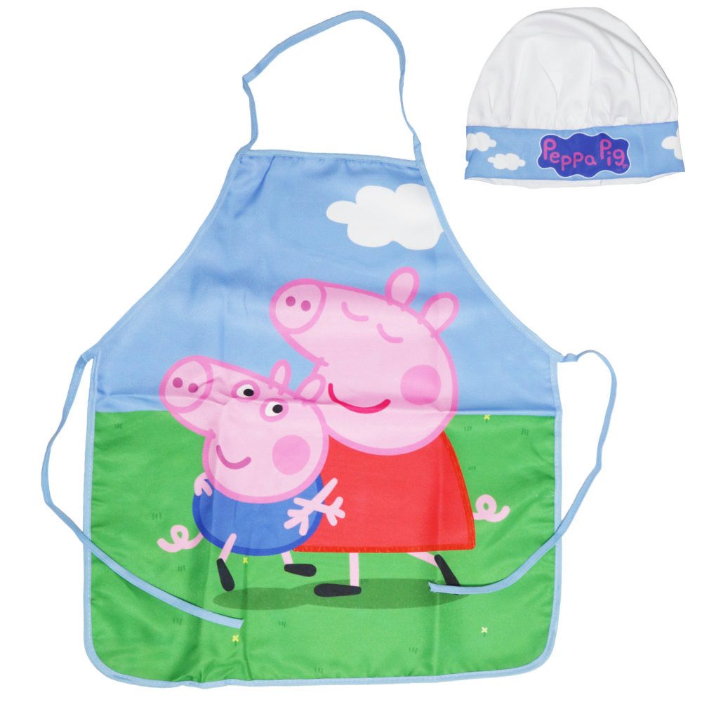 Peppa Pig Kochschürze Peppa Wutz Pig George Kinder Backschürze mit Mütze 3- günstig online kaufen