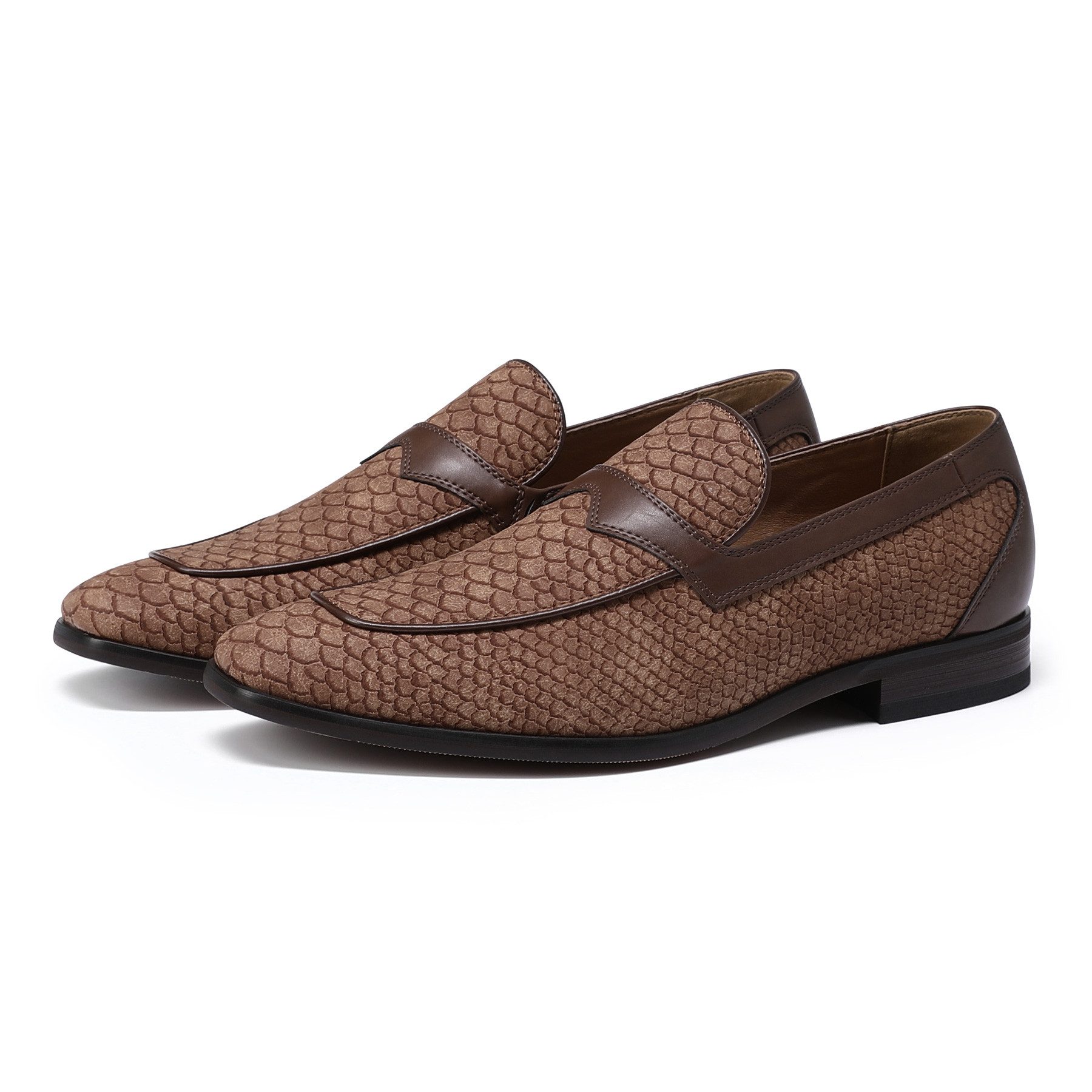 Allthemen Slip-On Sneaker Herren Loafer mit Schuppenprägung Eleganter Business-Casual Slipper