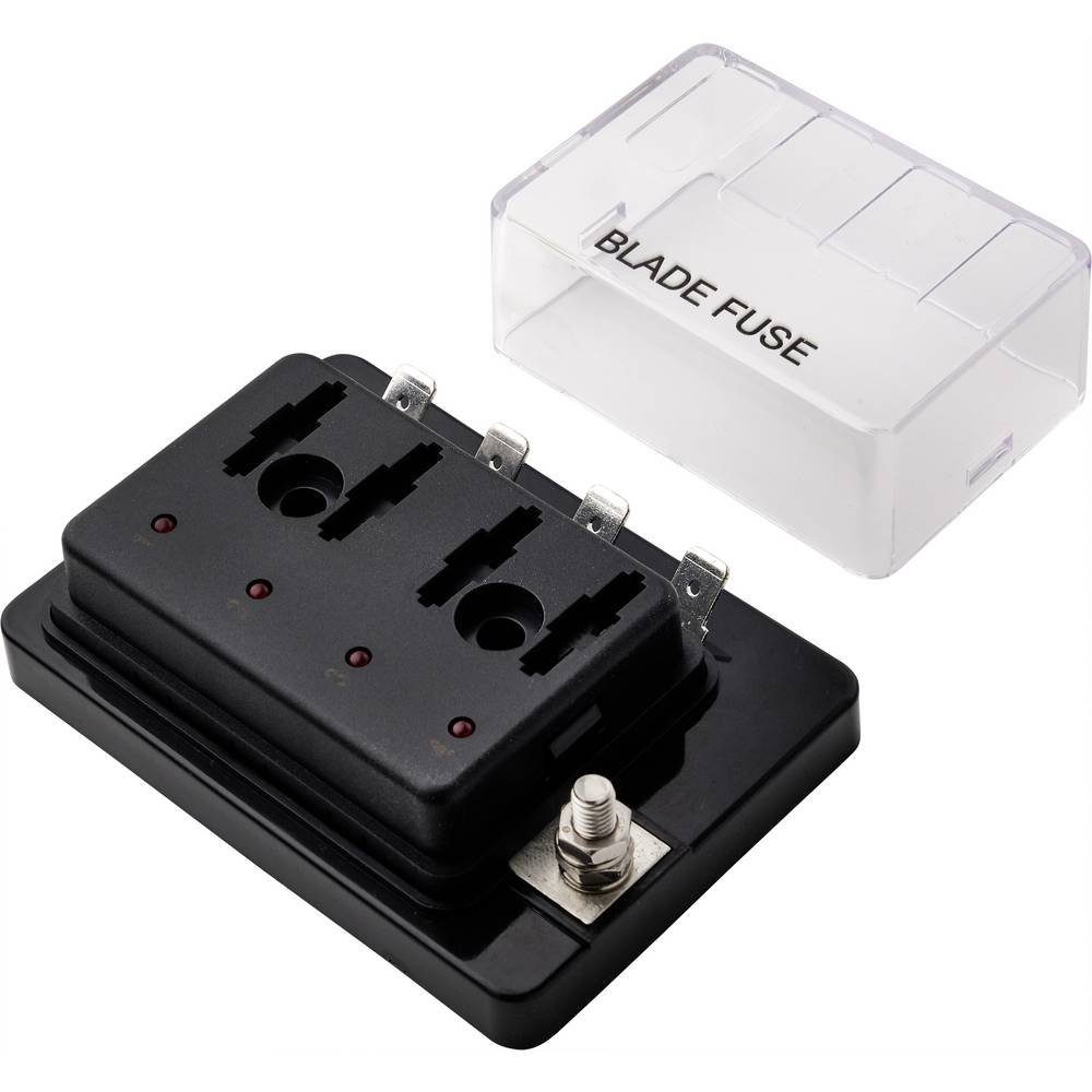 TRU COMPONENTS Sicherungshalter Flachsicherungs-Halter für 4 Sicherungen TC-9070396, mit Statusanzeige