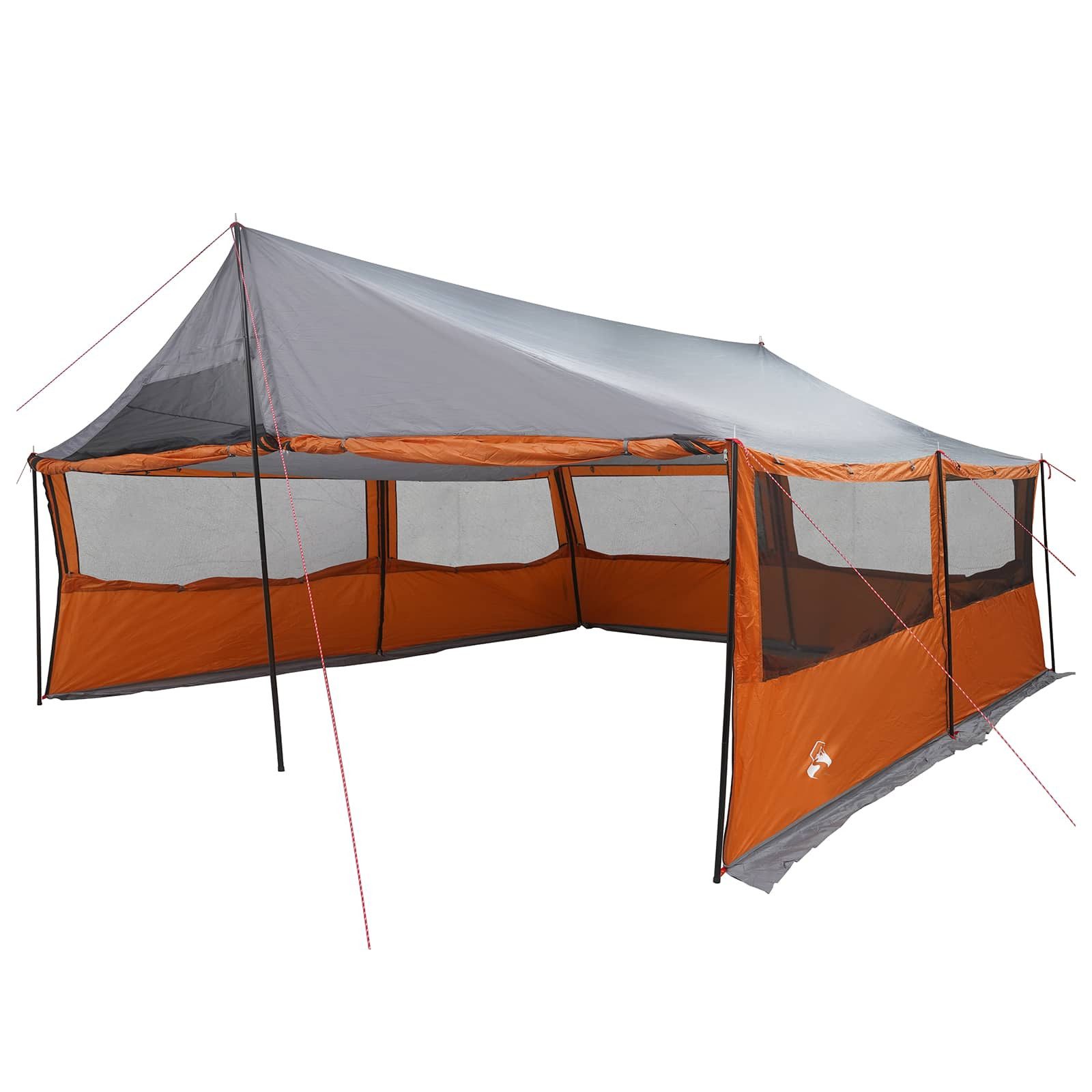 vidaXL Kuppelzelt 600 x 400 x 268 cm Familienzelt mit Dach Grau und Orange 600x400x268 c