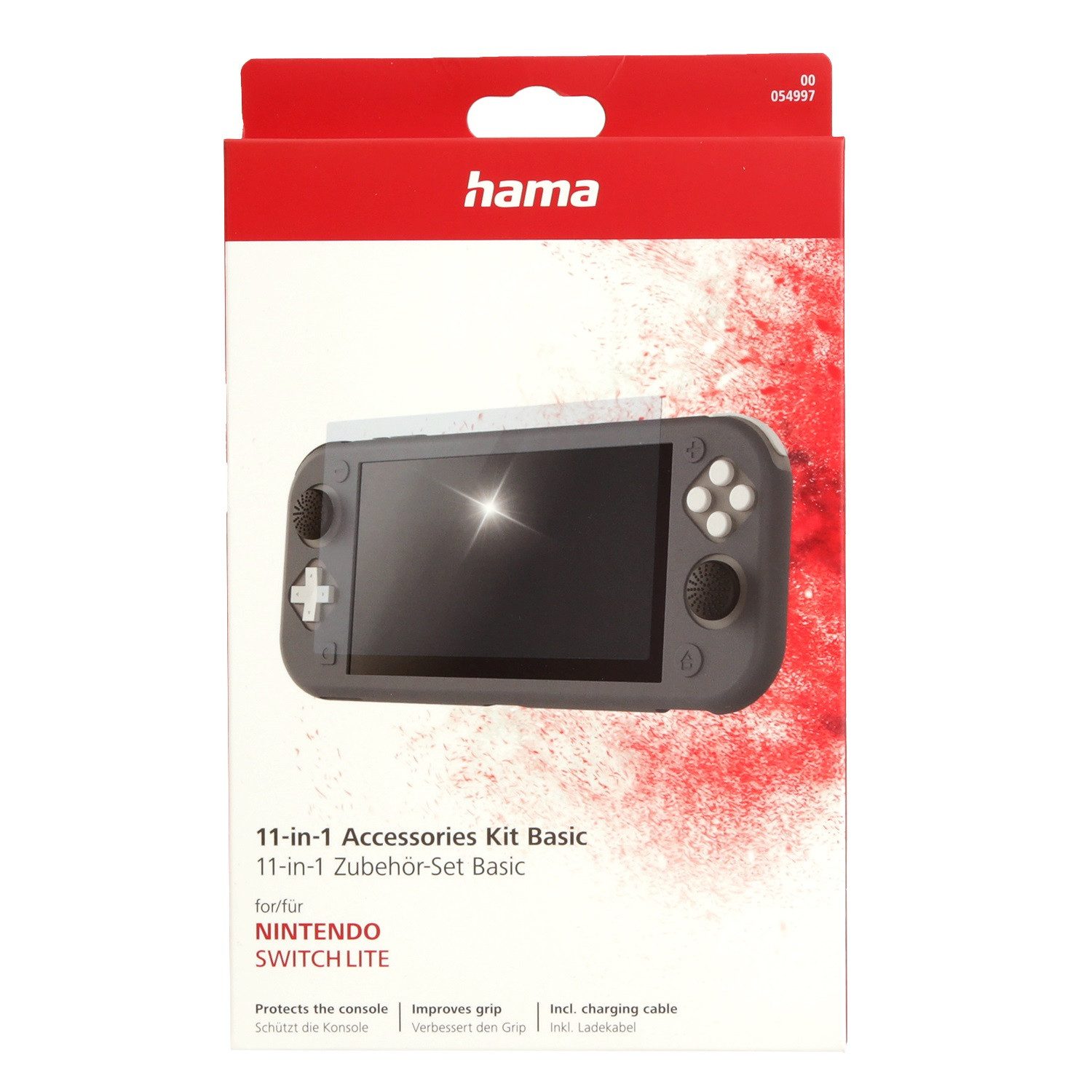 Hama Konsolen-Tasche 11in1 Zubehör-Set für Nintendo Switch Lite, Grip-Case Schutzhülle Tasche USB-C Ladekabel Display-Folie Schutzfolie