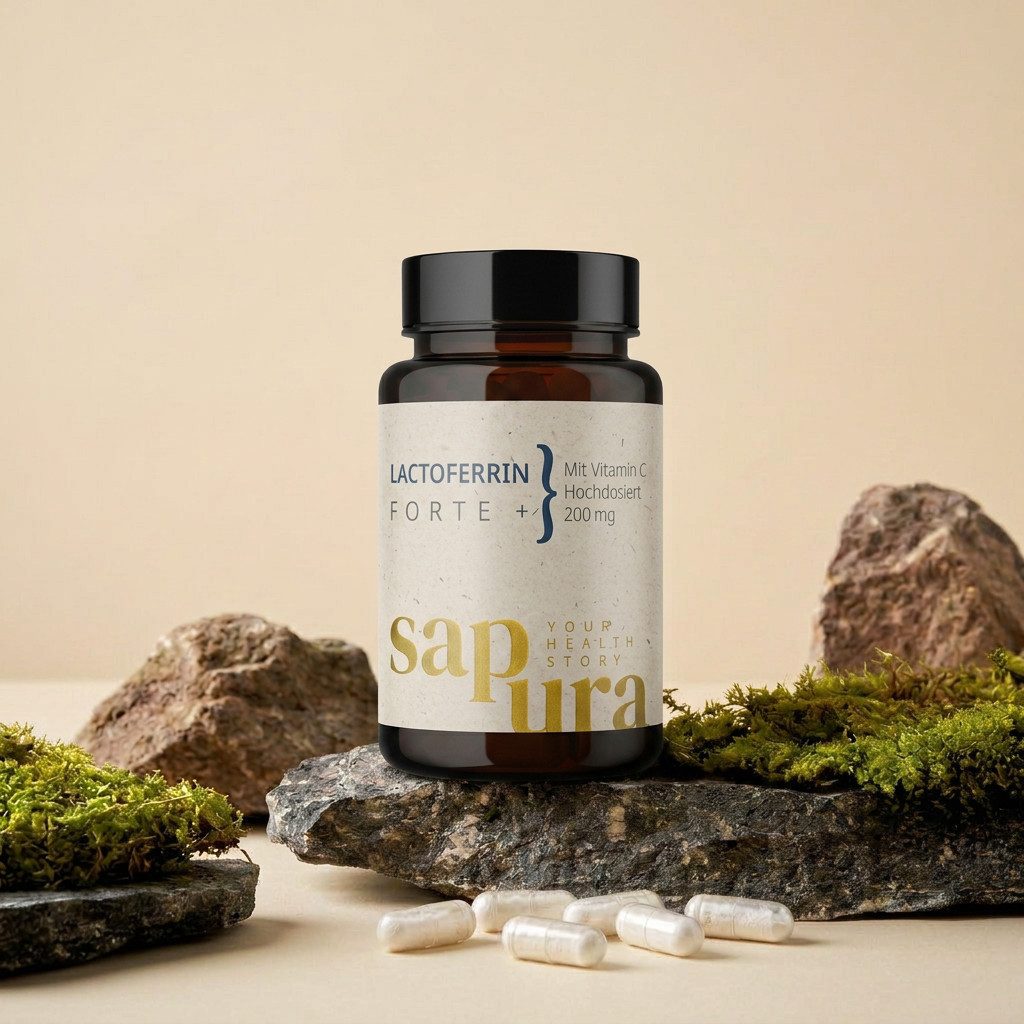 SAPURA Health Lactoferrin Forte Kapseln mit Vitamin C, Hochdosiert 200mg Kapseln, 27,3 g