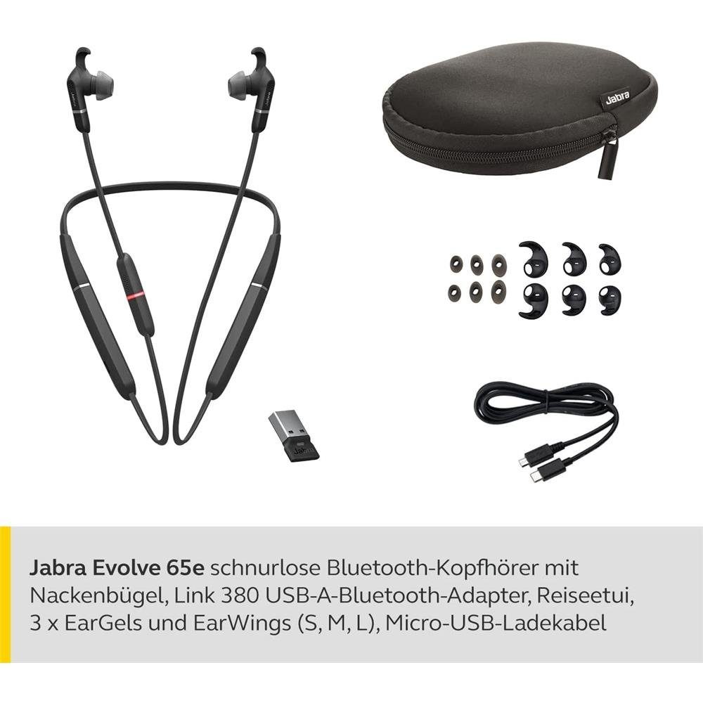 Evolve Bluetooth-Kopfhörer mit Siri, Geräuschunterdrückung, (Noise Google Alexa, Cancellation, Assistant, 65e Jabra Nackenbügel, Kopfhörer Vibrationsalarm) Bluetooth,