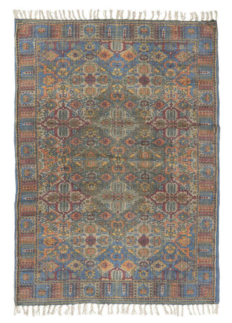 Läufer Teppich Läufer 120x180cm Baumwolle Mehrfarbig Handgewebt Vintage Laursen 6435-00, Ib Laursen