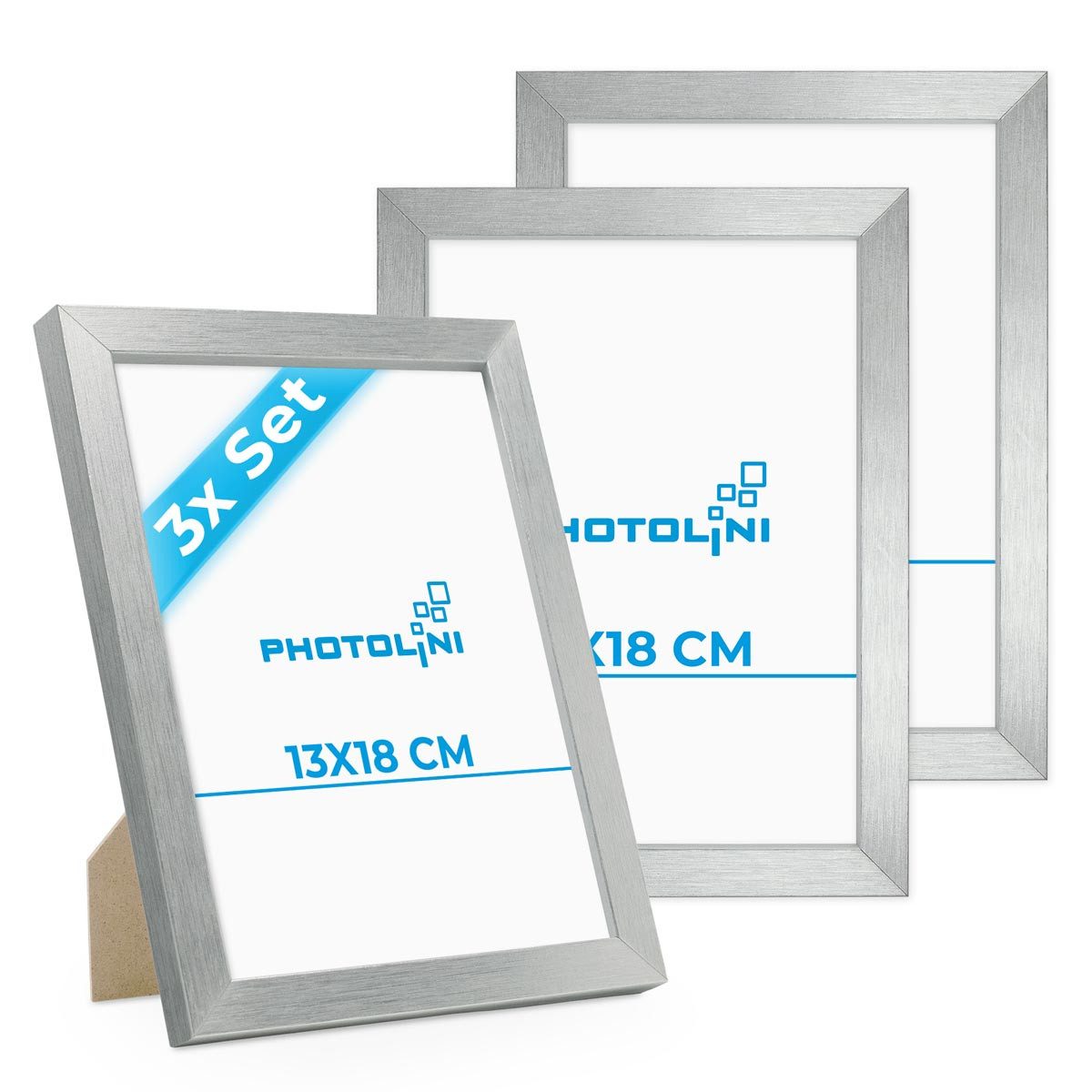 PHOTOLINI Bilderrahmen 3er Set modern mit bruchsicherem Acrylglas, Holz MDF, Fotos & Poster, für 3 Bilder (3er Set), Posterrahmen 13x18 cm zum Aufhängen & Aufstellen