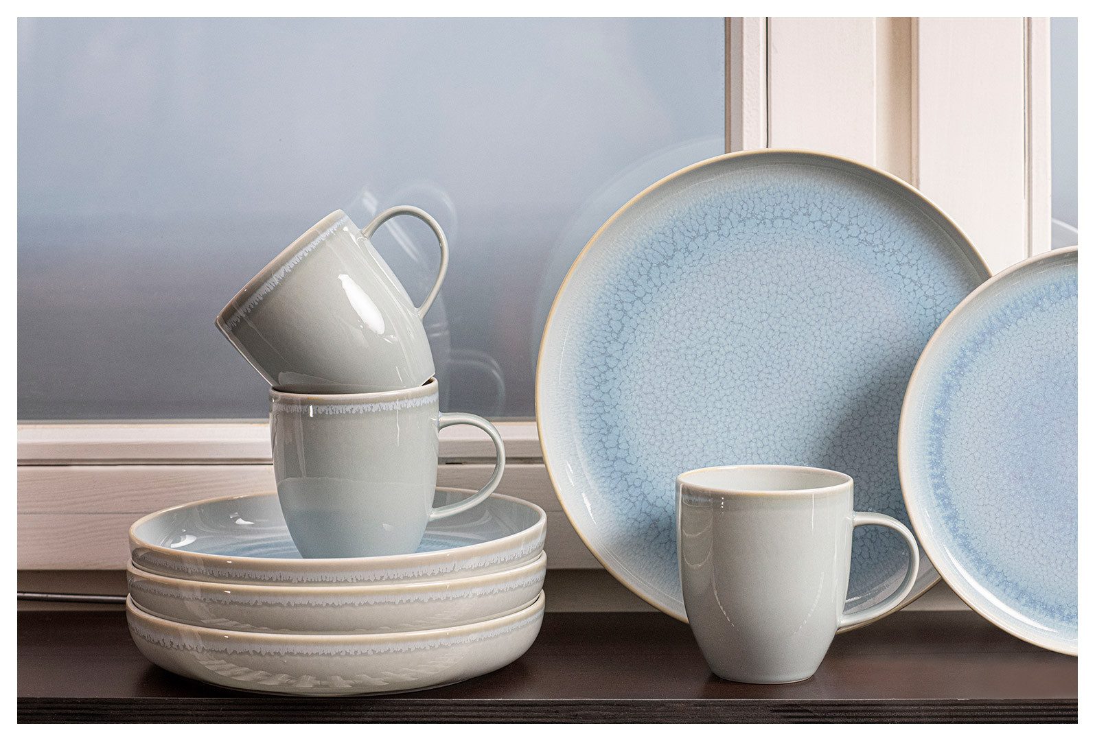 like. by Villeroy & Boch Geschirr-Set Crafted Blueberry Kaffee-Untertasse 15 cm Set6, Steinzeug
