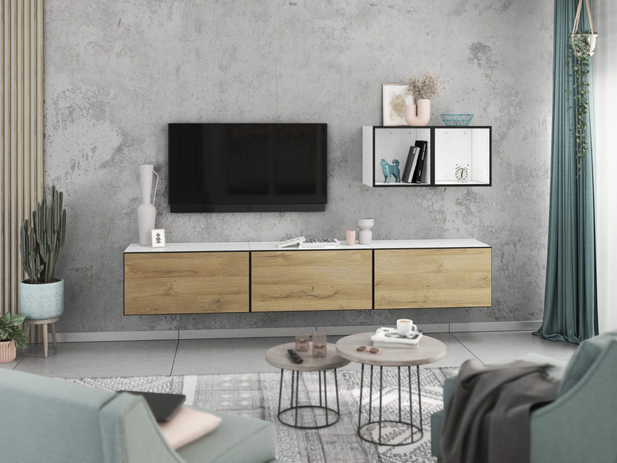 moebel-dich-auf Wohnwand VARIANTO 3, (5- teilig., besteht aus 3x Schrank mit Klappe, 2x offenes Regal), MDF Fronten tiefgezogen, Softclose