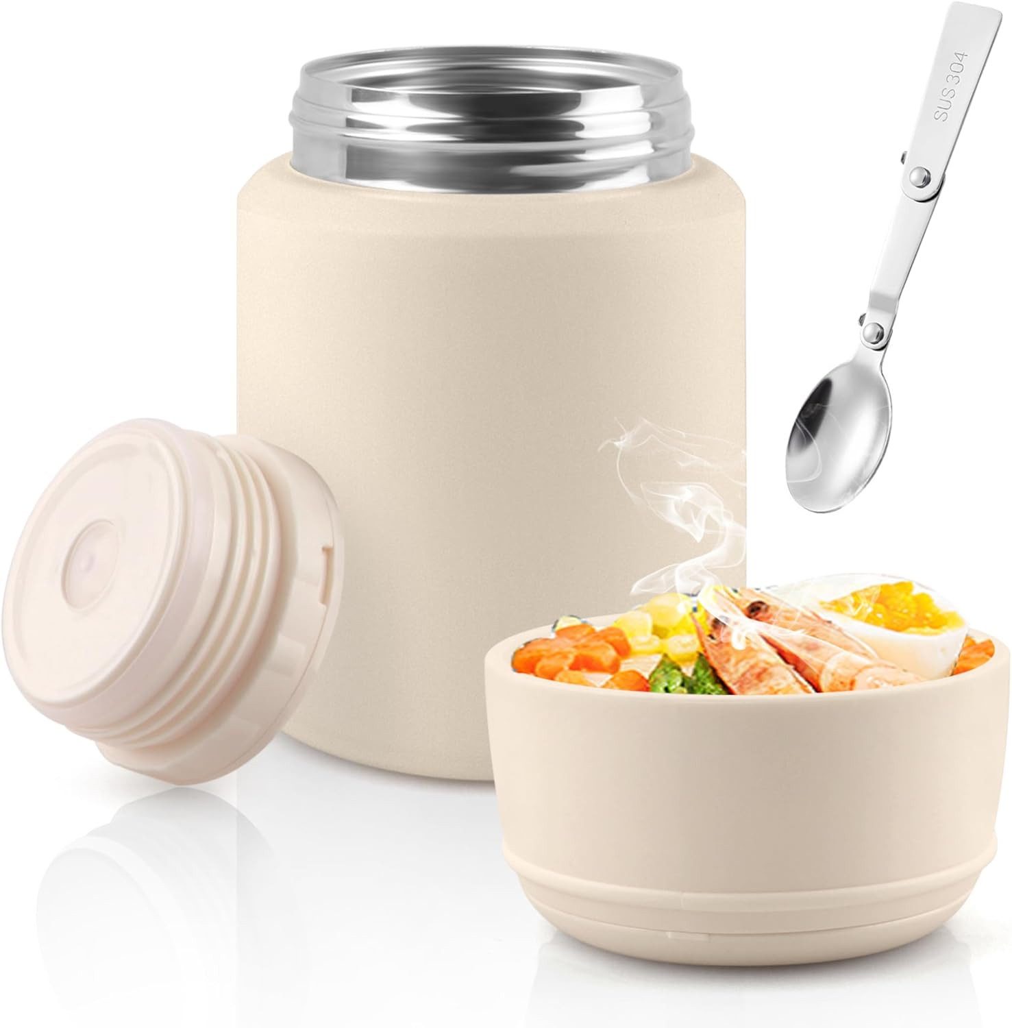 FELIXLEO Thermobehälter Thermobehälter 500ml Edelstahl mit Löffel für Essen Warmhaltebox, (1-tlg)