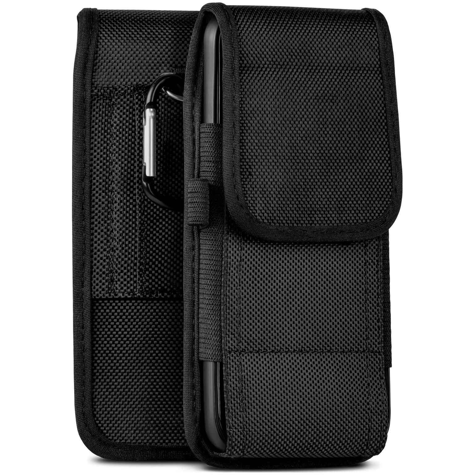 moex Handyhülle für Motorola Edge 60 Pro Handytasche Agility Case Schwarz 6,7 Zoll, Handy Gürteltasche Outdoor Hülle Gürtel Nylon Schutzhülle Karabiner