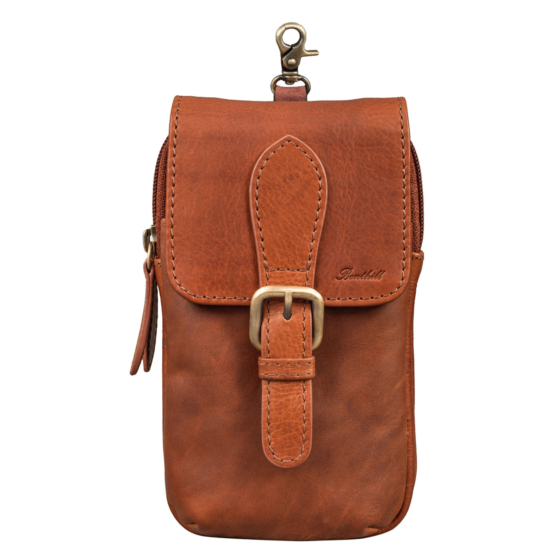 Benthill Gürteltasche Echt Leder Gürteltasche Damen & Herren Hüfttasche Wandertasche, Reißverschlussfach