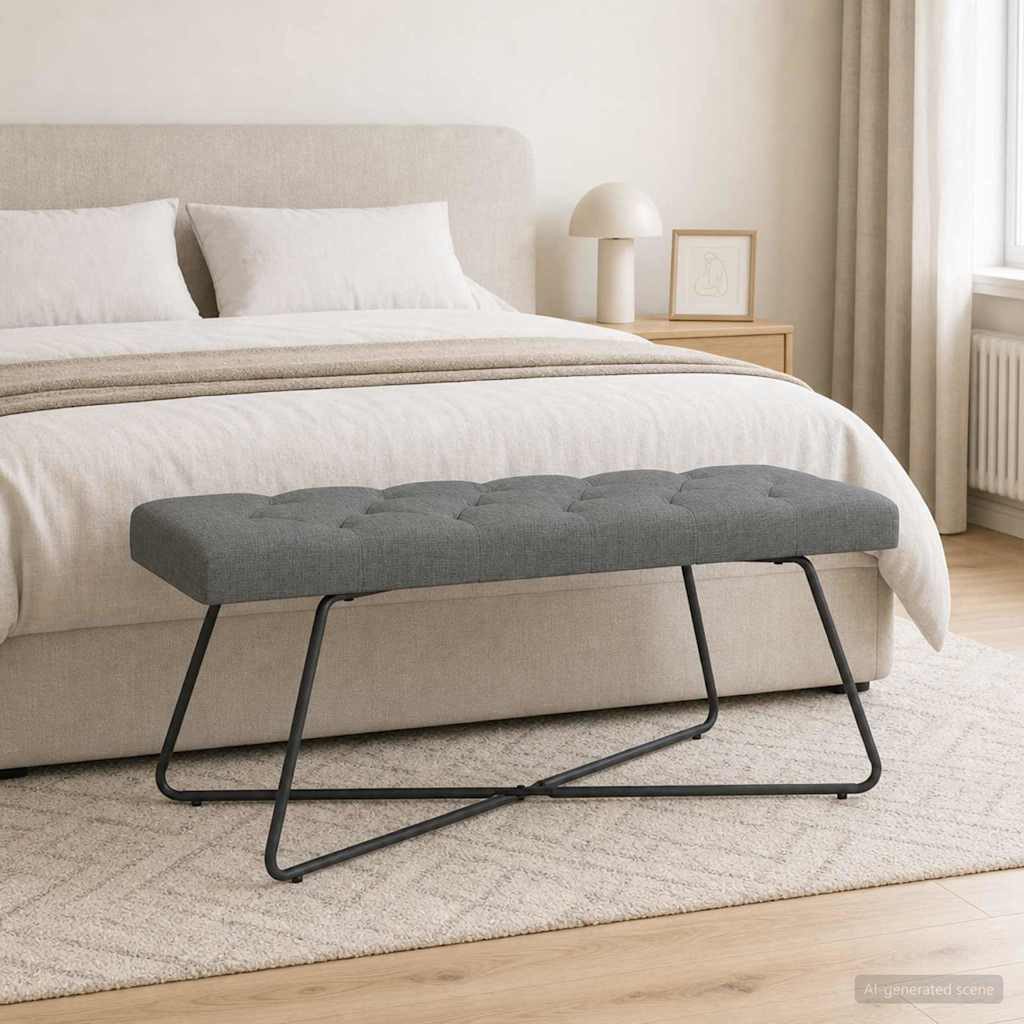 vidaXL Sitzbank Bank mit Knopfheftung Dunkelgrau 110 x 40 x 46 cm Stoff (1-St)