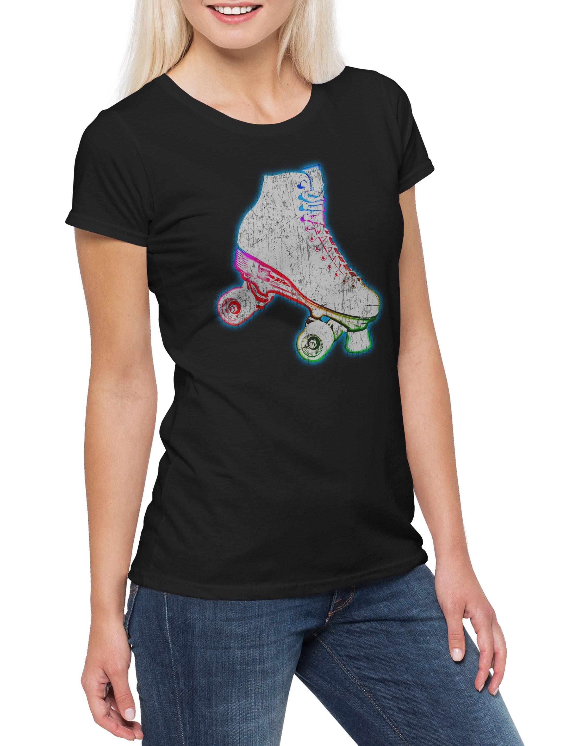 Urban Backwoods Print-Shirt Roller Skate Damen T-Shirt Rollschuhe Skater Inline-Skater Inliner (1-tlg) Inline Skates Girl Derby