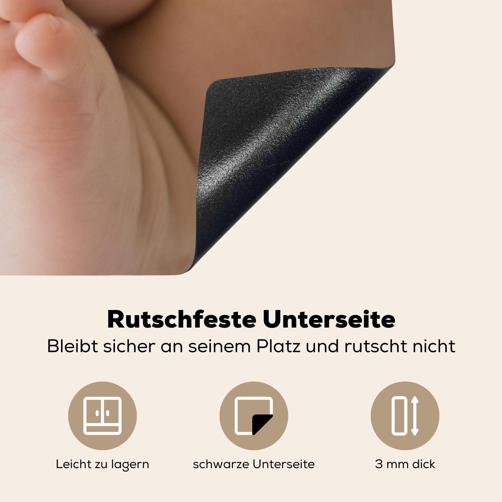 MuchoWow Vinyl, (1 die Die Herdblende-/Abdeckplatte Füße Induktionskochfeld für Babys, küche, Ceranfeldabdeckung Schutz cm, eines tlg), 81x52