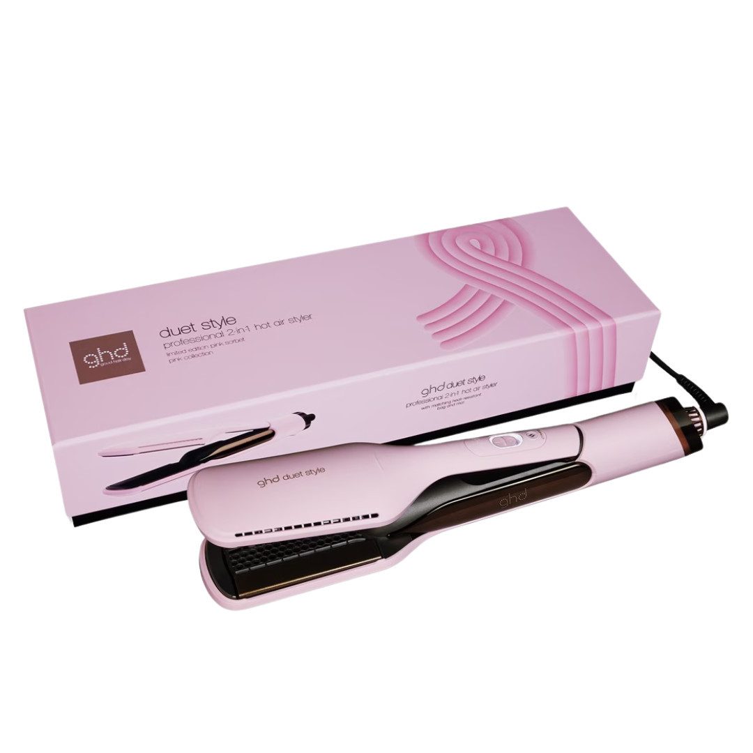 GHD Heißluft-Haarglätter Duet Style Pink Sorbet Set – Limited Edition inkl. Straight On Spray