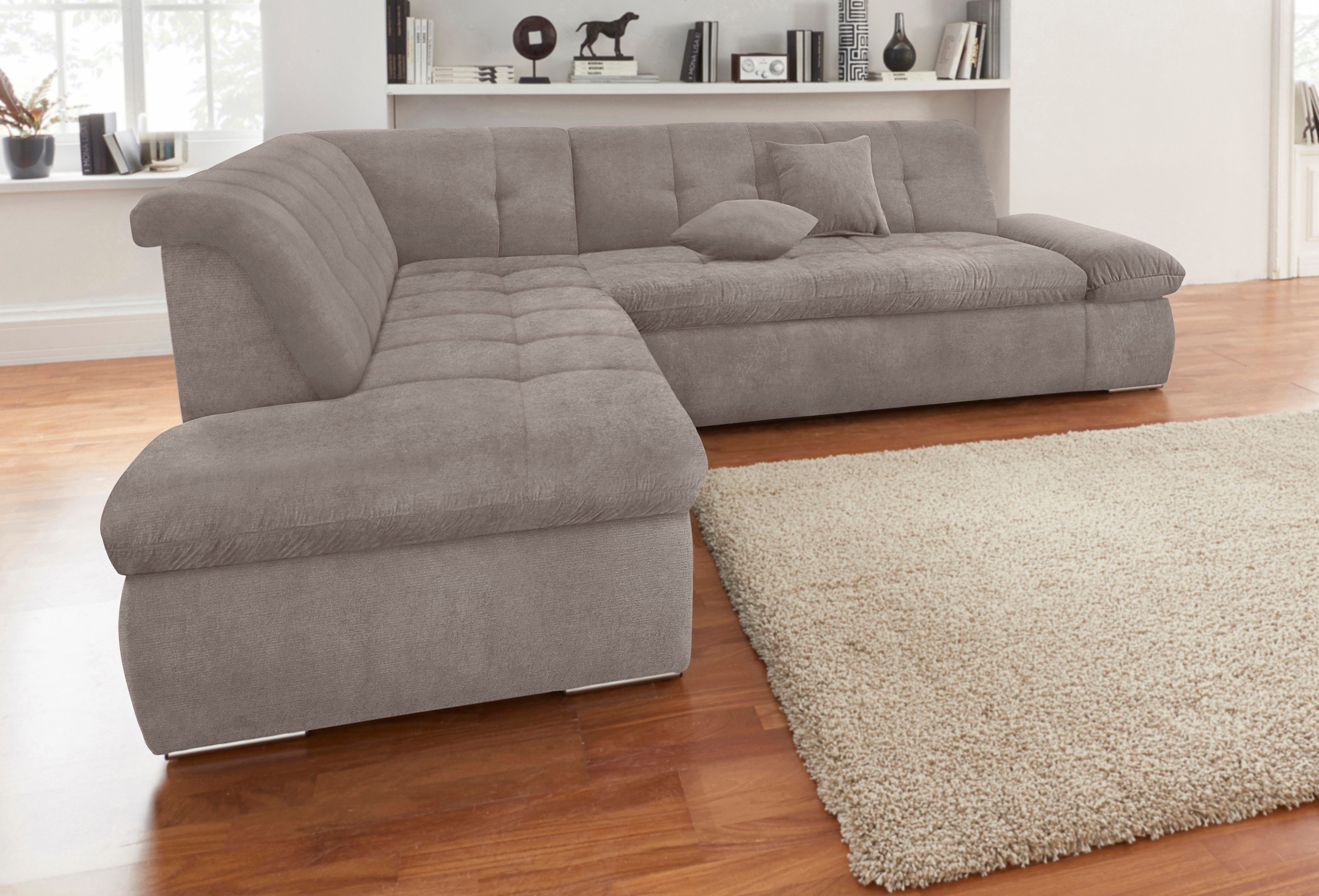 DOMO collection Ecksofa MORIC Massiv! - Belastbar bis 140 kgxSitz, hochwertig & komfortabel, XXL, L-Form, inkl. Zierkissen