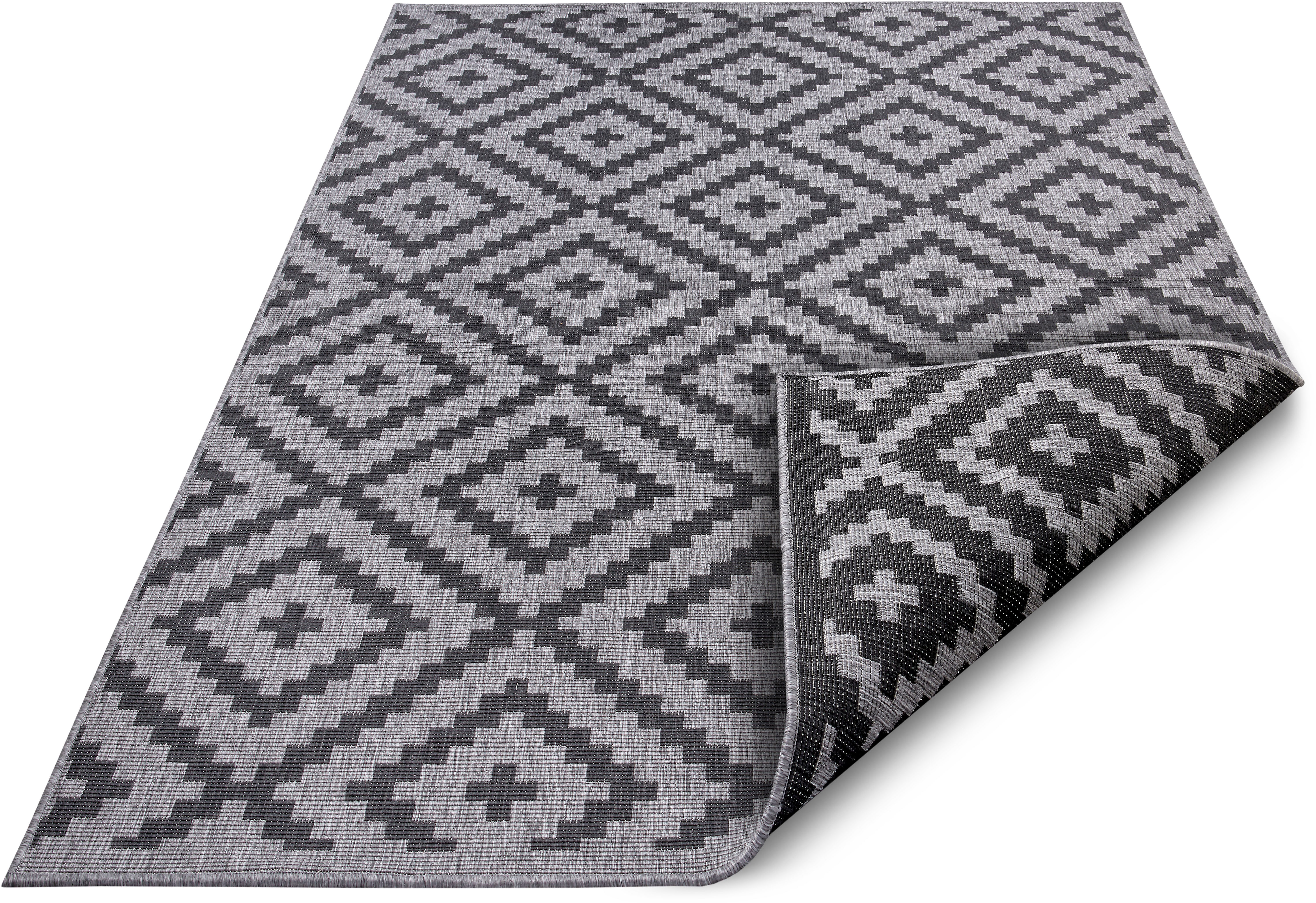 OTTO home Teppich Ronda Wendeteppich, rechteckig, Höhe: 5 mm, Sisal-Optik, Flachgewebe, In- und Outdoor, geometrisches Boho Design