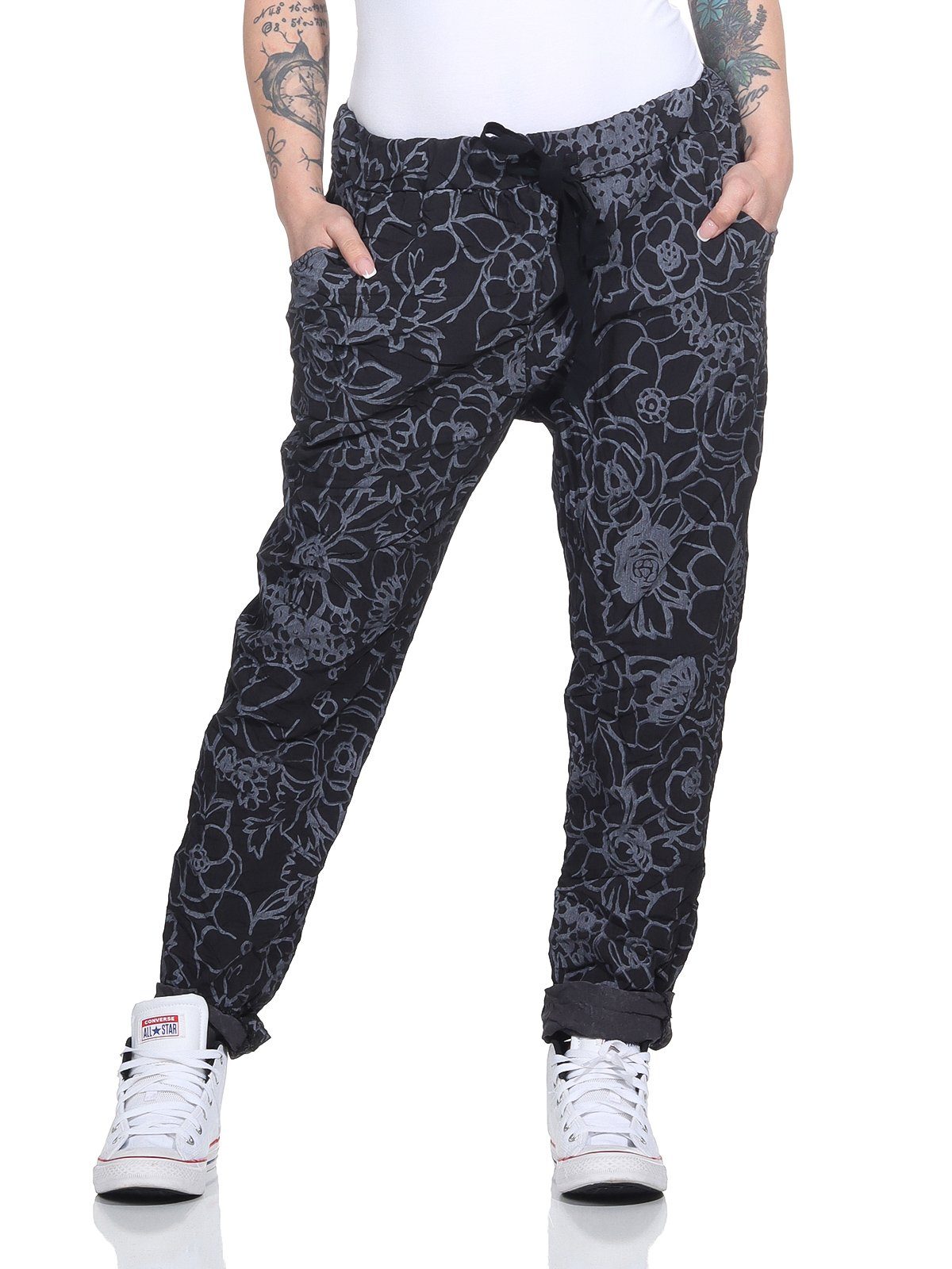 Mississhop Chinohose Trendige Jogger-Hose mit Print günstig online kaufen
