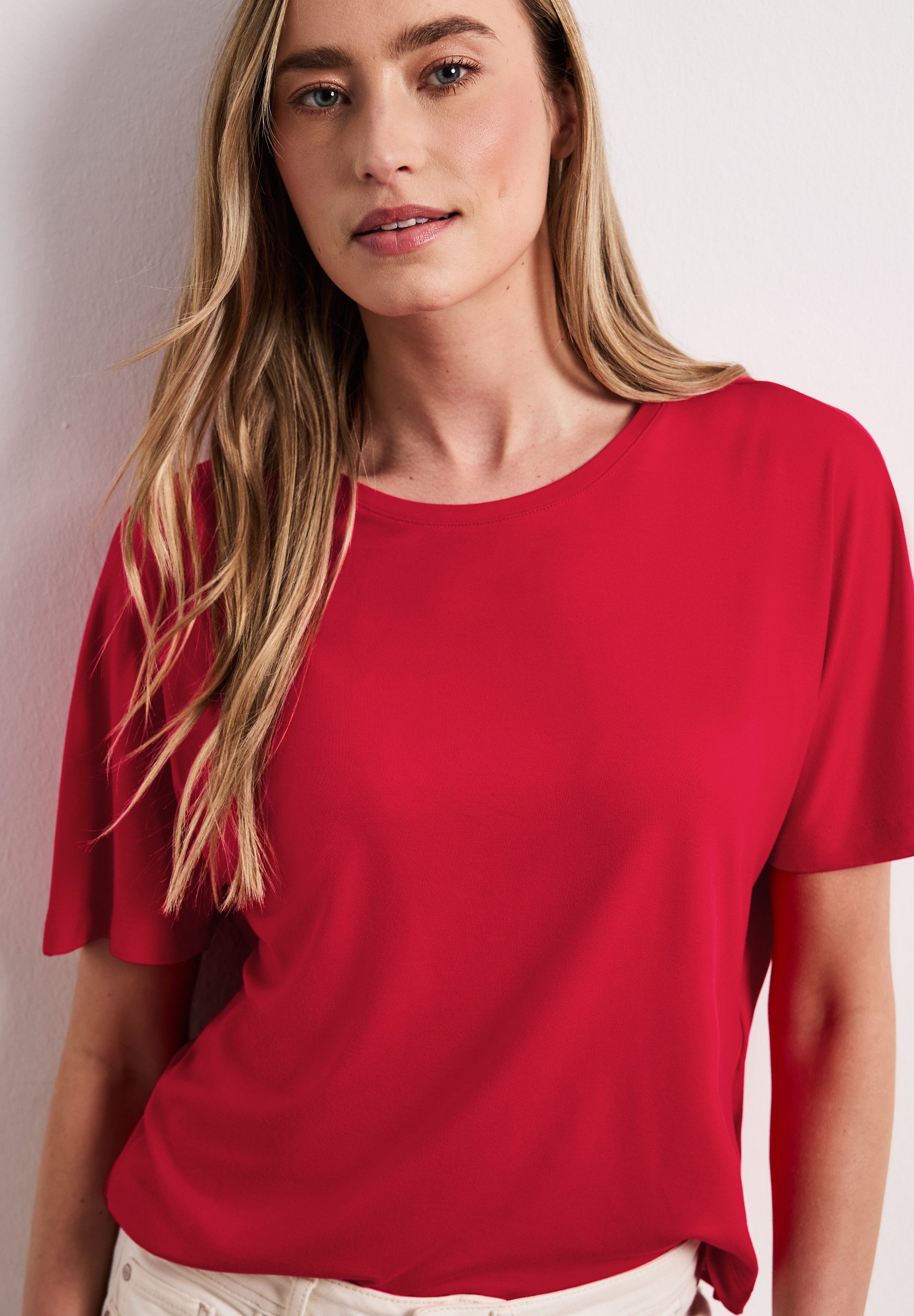 STREET ONE Kurzarmshirt Sommershirt in Unifarbe