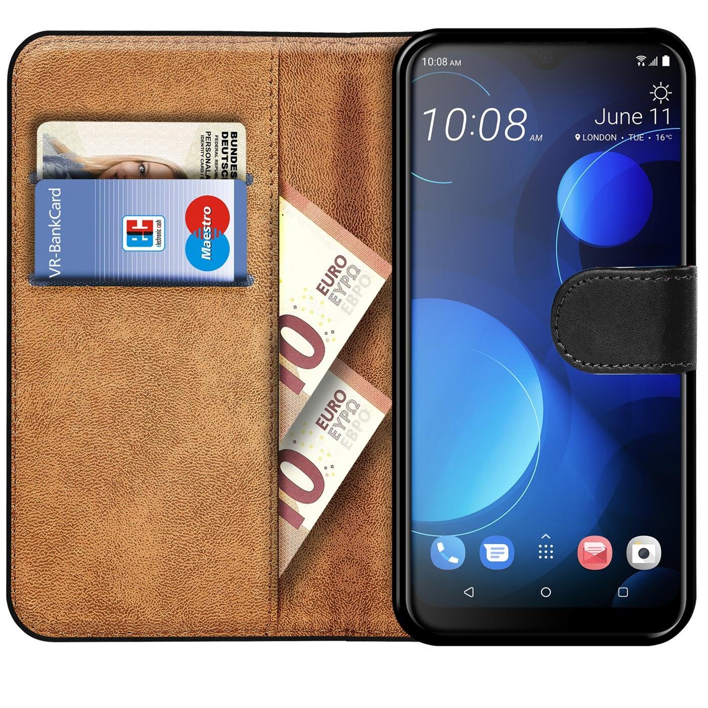 CoolGadget Handyhülle Book Case Handy Tasche für HTC Desire 19+ 6,2 Zoll, Hülle Klapphülle Flip Cover Etui Schutzhülle stoßfest